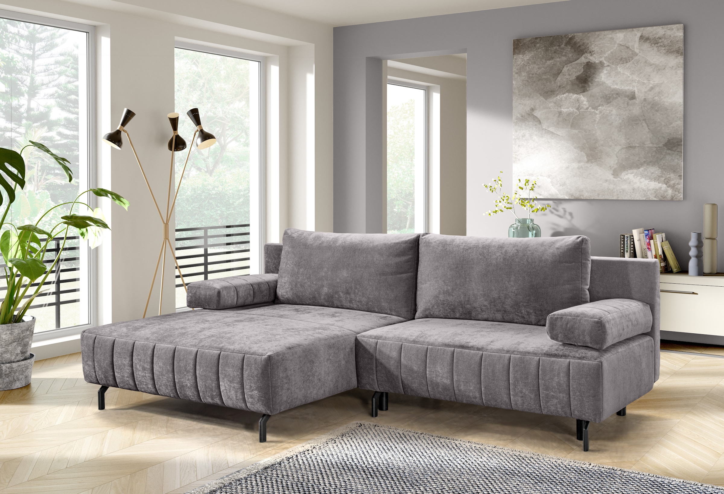 exxpo - sofa fashion Ecksofa »Cambria, B/T: 262/171 cm, hochbeiniges, modernes Design« inkl. Bettfunktion und Bettkasten, 15 cm bodenfrei, L-Form
