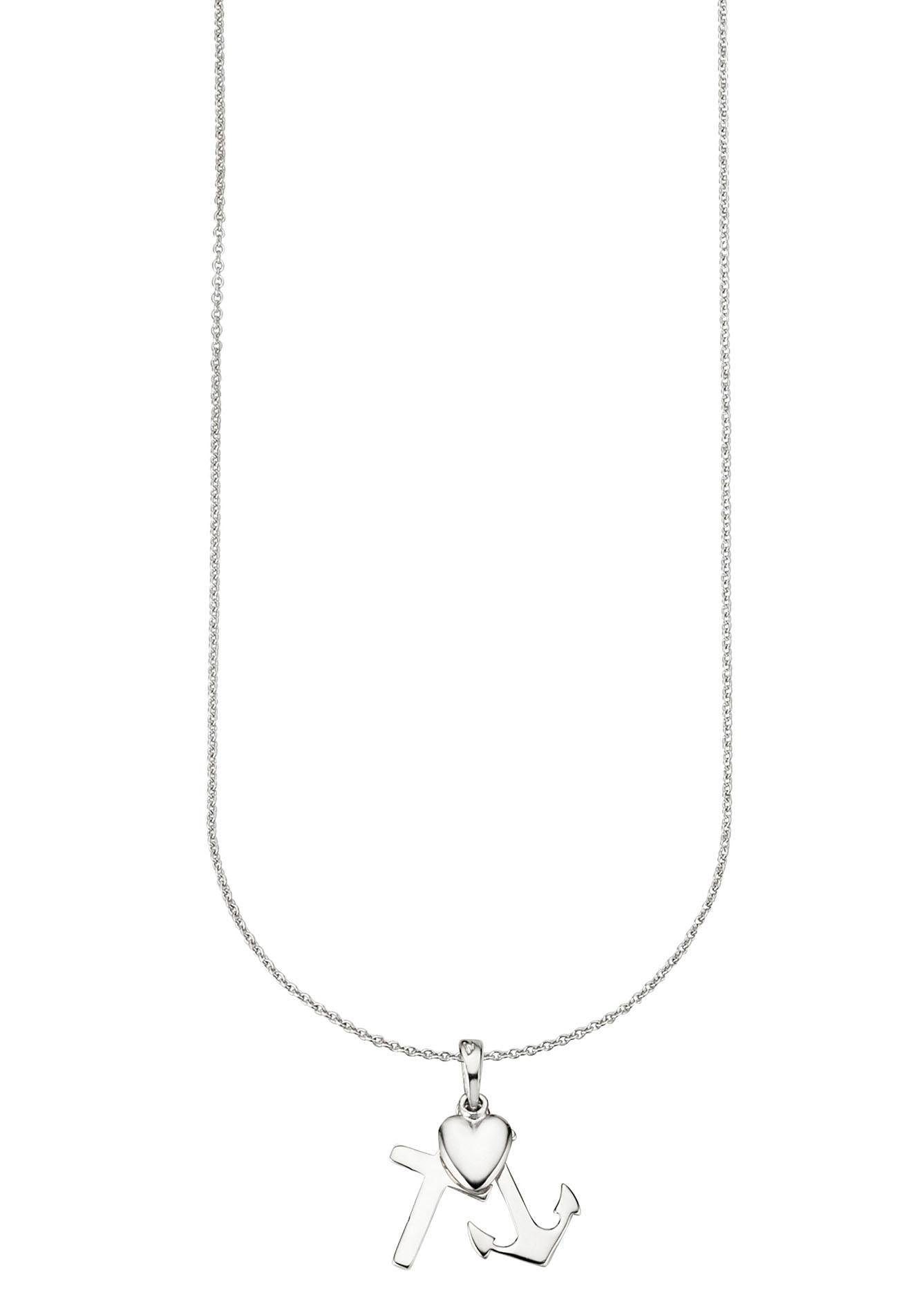 Bruno Banani Kette mit Anhänger »Schmuck Geschenk Silber 925 Halsschmuck Halskette Ankerkette Glaube«