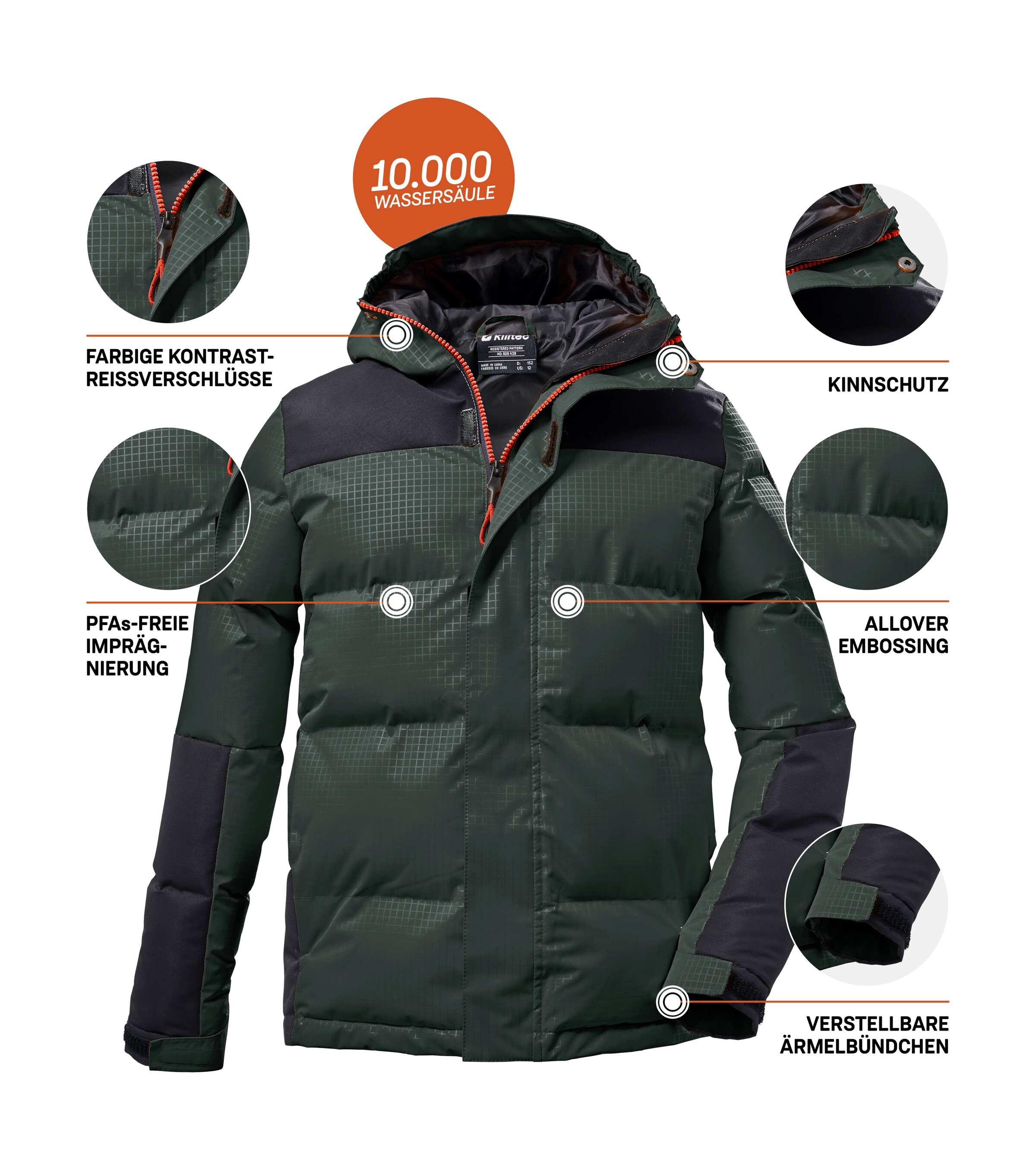 Killtec Steppjacke »KOW 31 BYS QLTD JCKT«, Kinder Winterjacke, gefüttert, wind- und wasserabweisend, atmungsaktiv