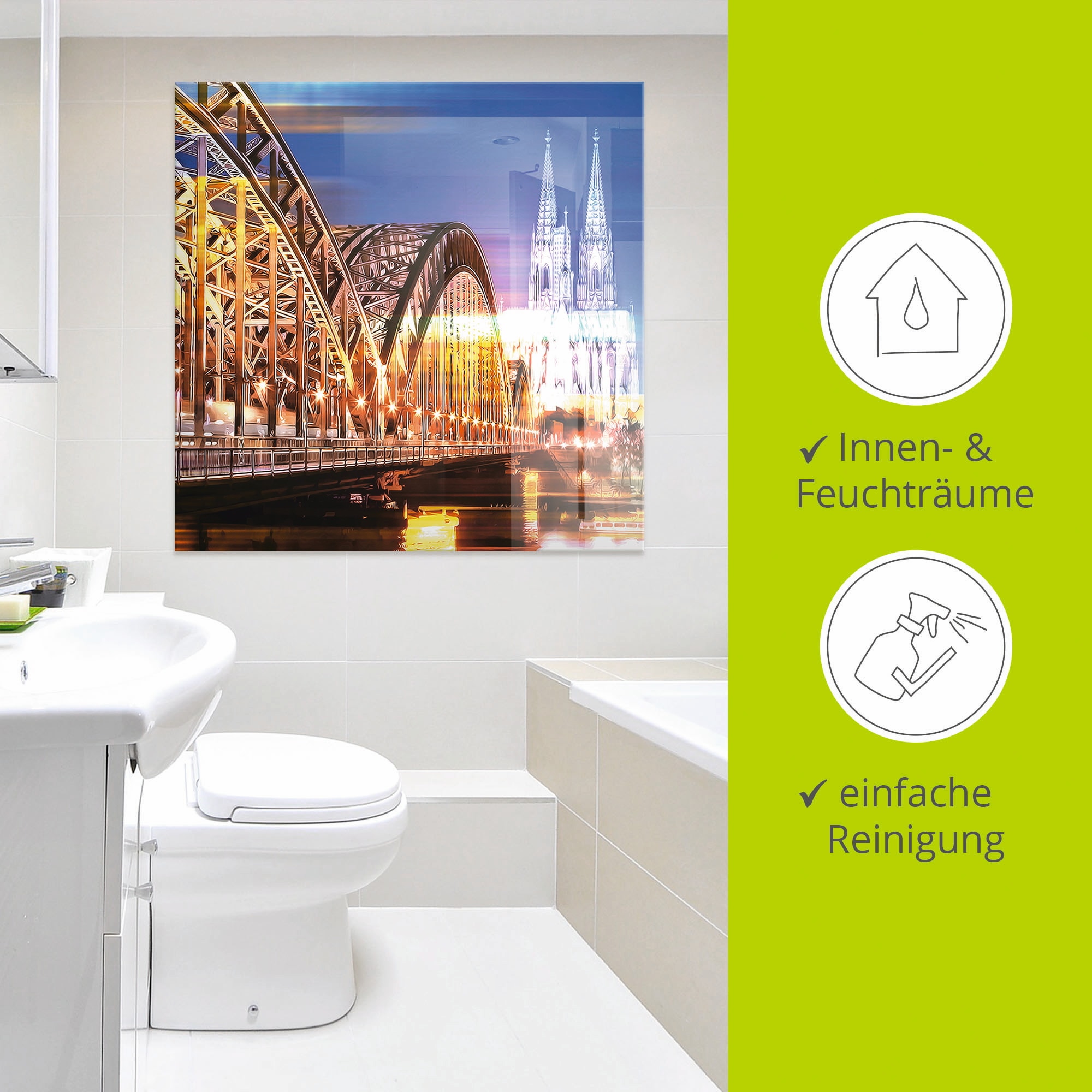 Artland Glasbild »Köln Skyline Abstrakte Collage 10« Brücken 1 Stk. tlg. in verschiedenen Größen