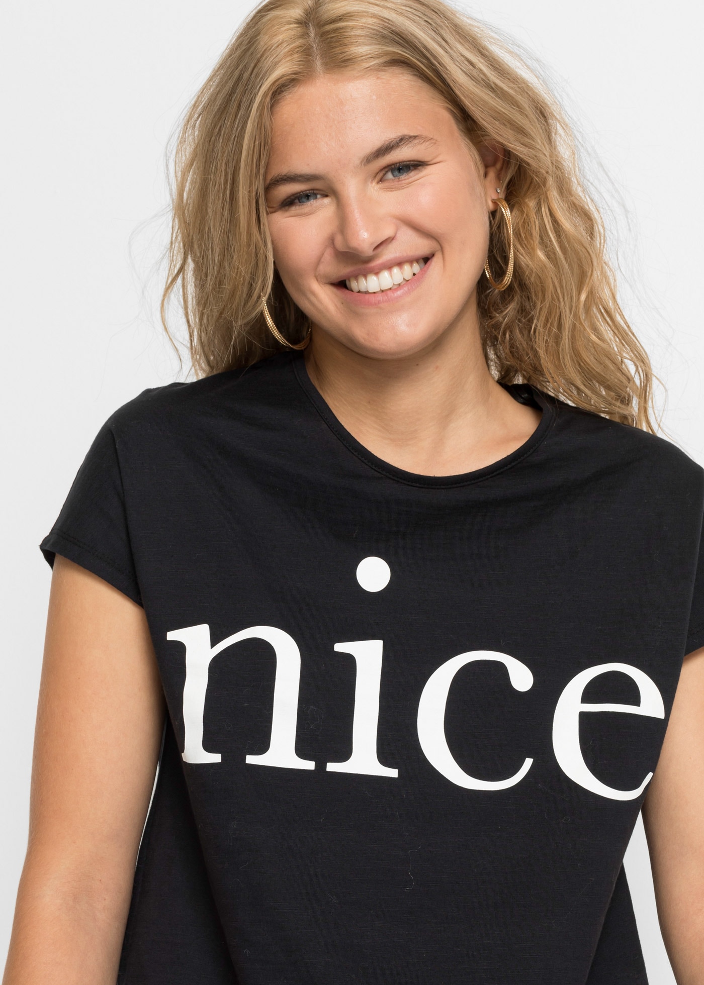 bonprix T-Shirt bequeme Passform, Kurzarm, mit Rundhalsausschnitt