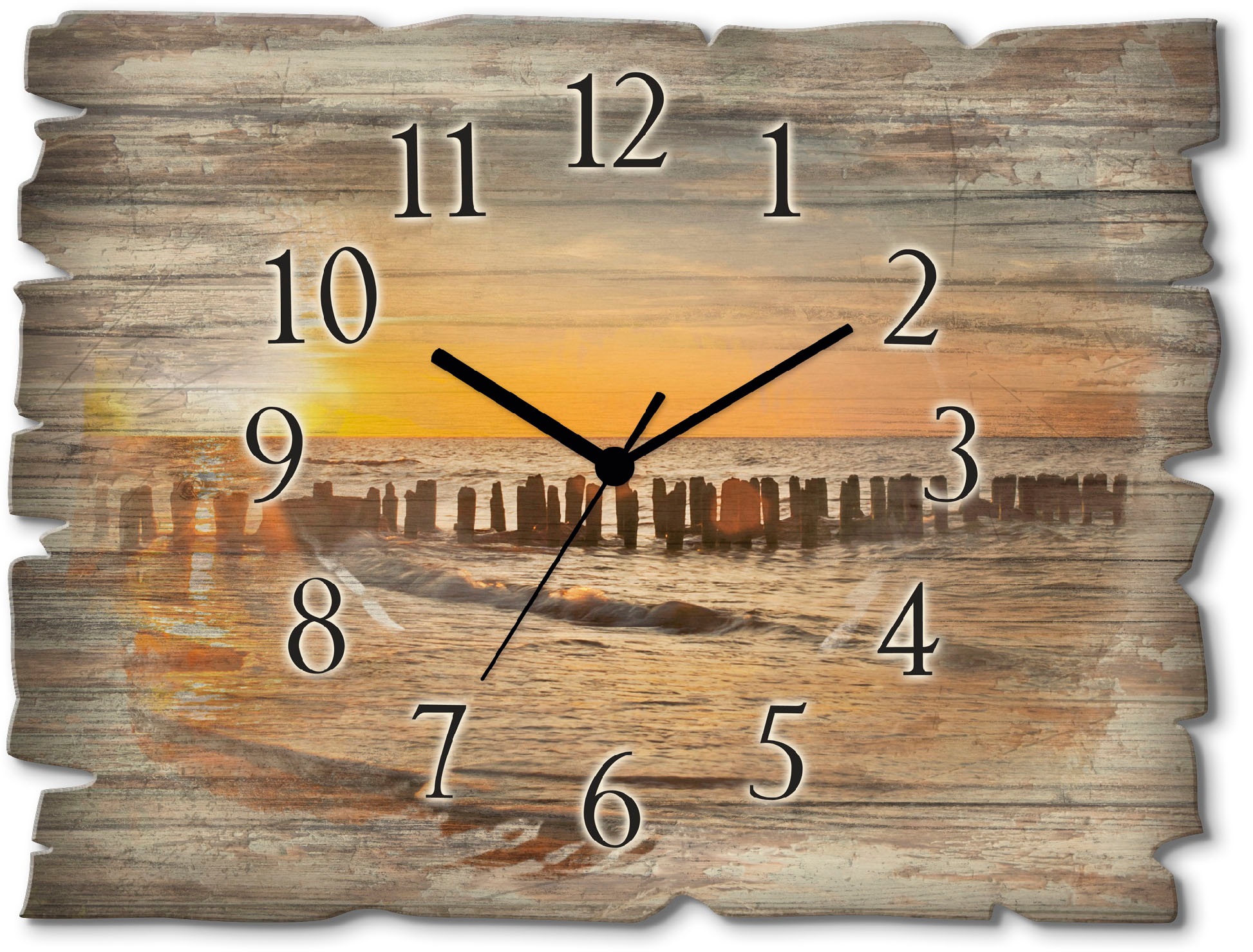 Artland Wanduhr »Schöner Sonnenuntergang am Strand« wahlweise mit Quarz- oder Funkuhrwerk, lautlos ohne Tickgeräusche