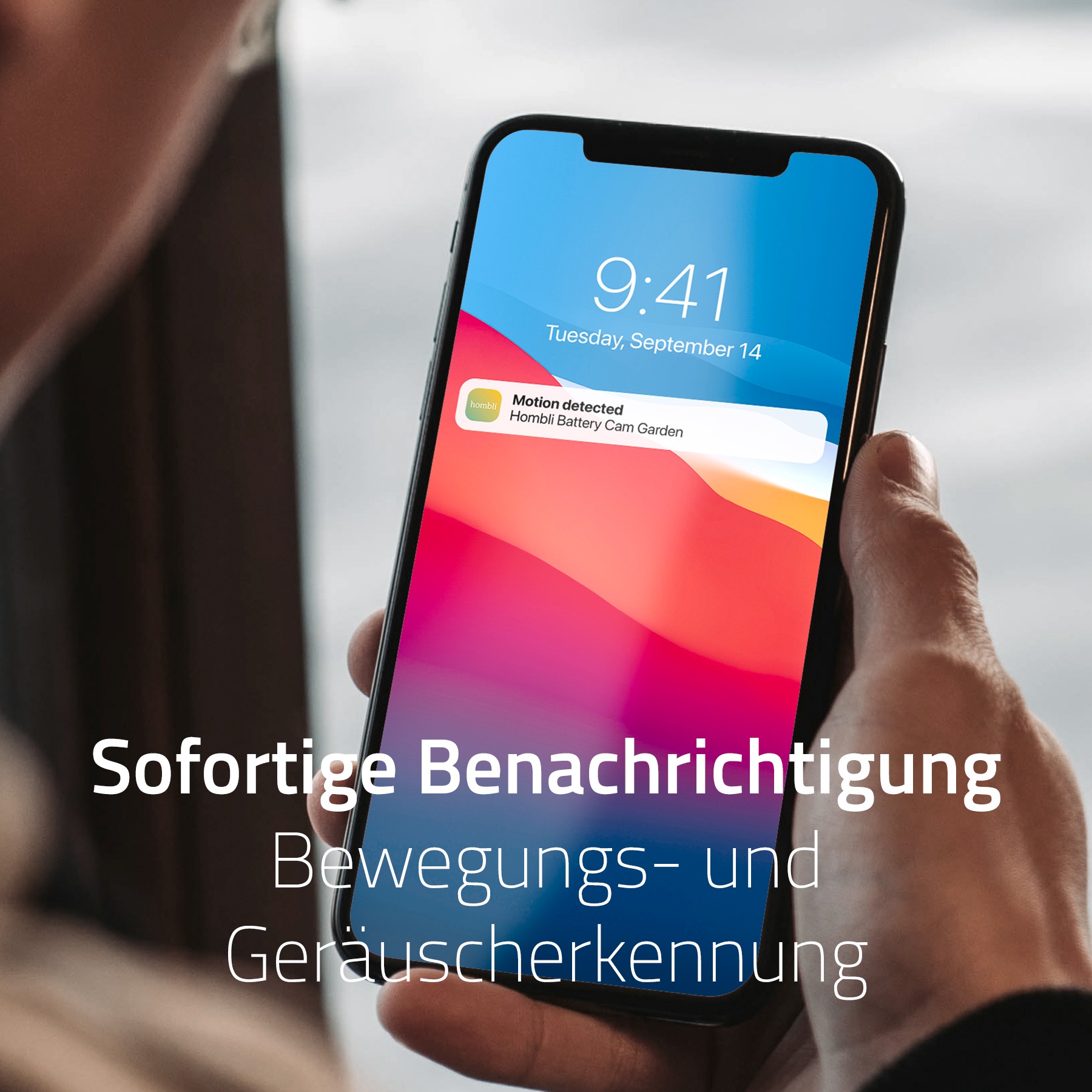 Hombli Überwachungskamera »smarte Batterie Kamera«, Außenbereich, 2K QHD, farbige Nachtsicht, integrierte Sirene und Flutlicht