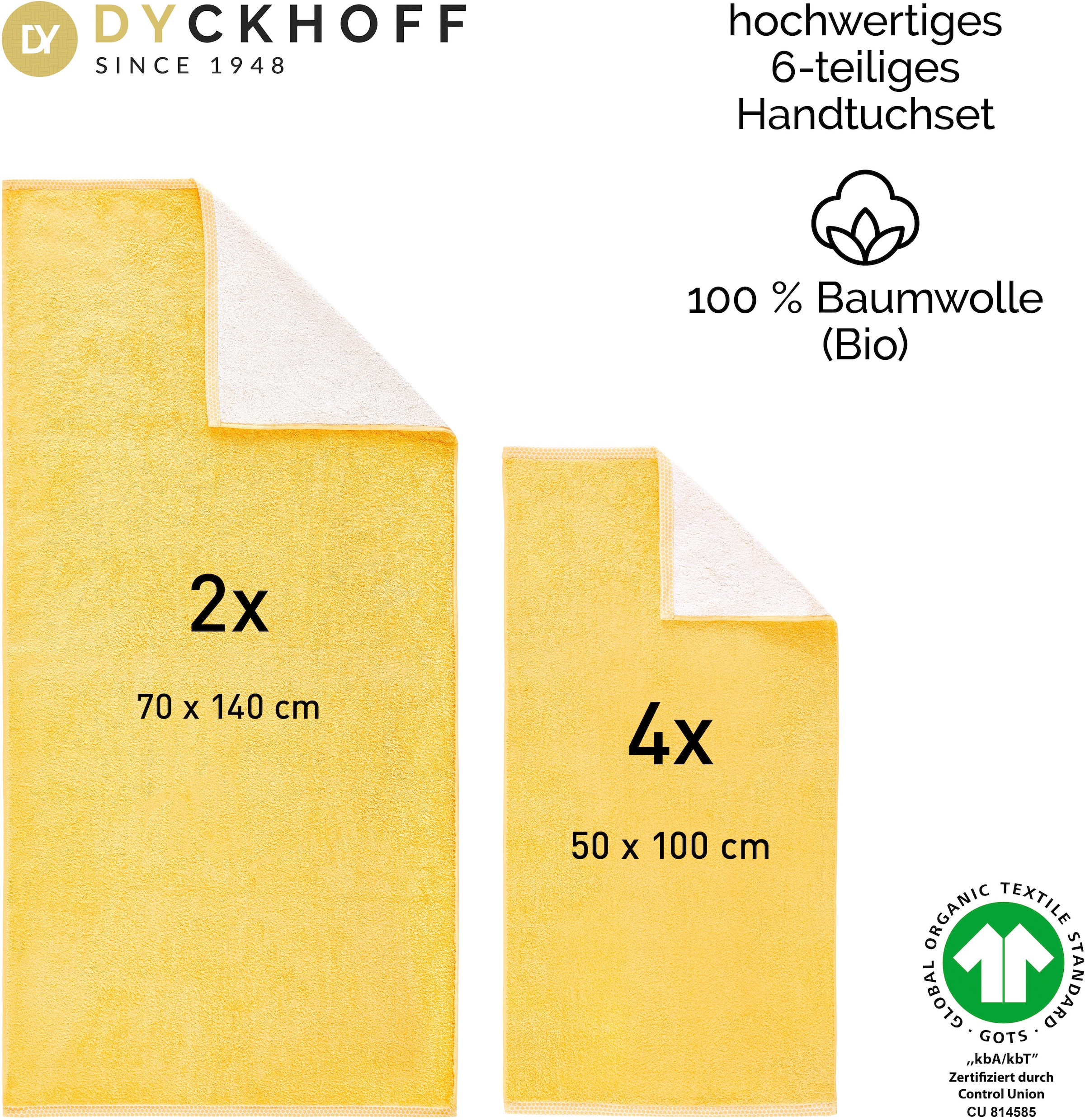 Dyckhoff Handtuch Set »Pure Natural Uni« Set 6 Frottier BIO Baumwolle, GOTS