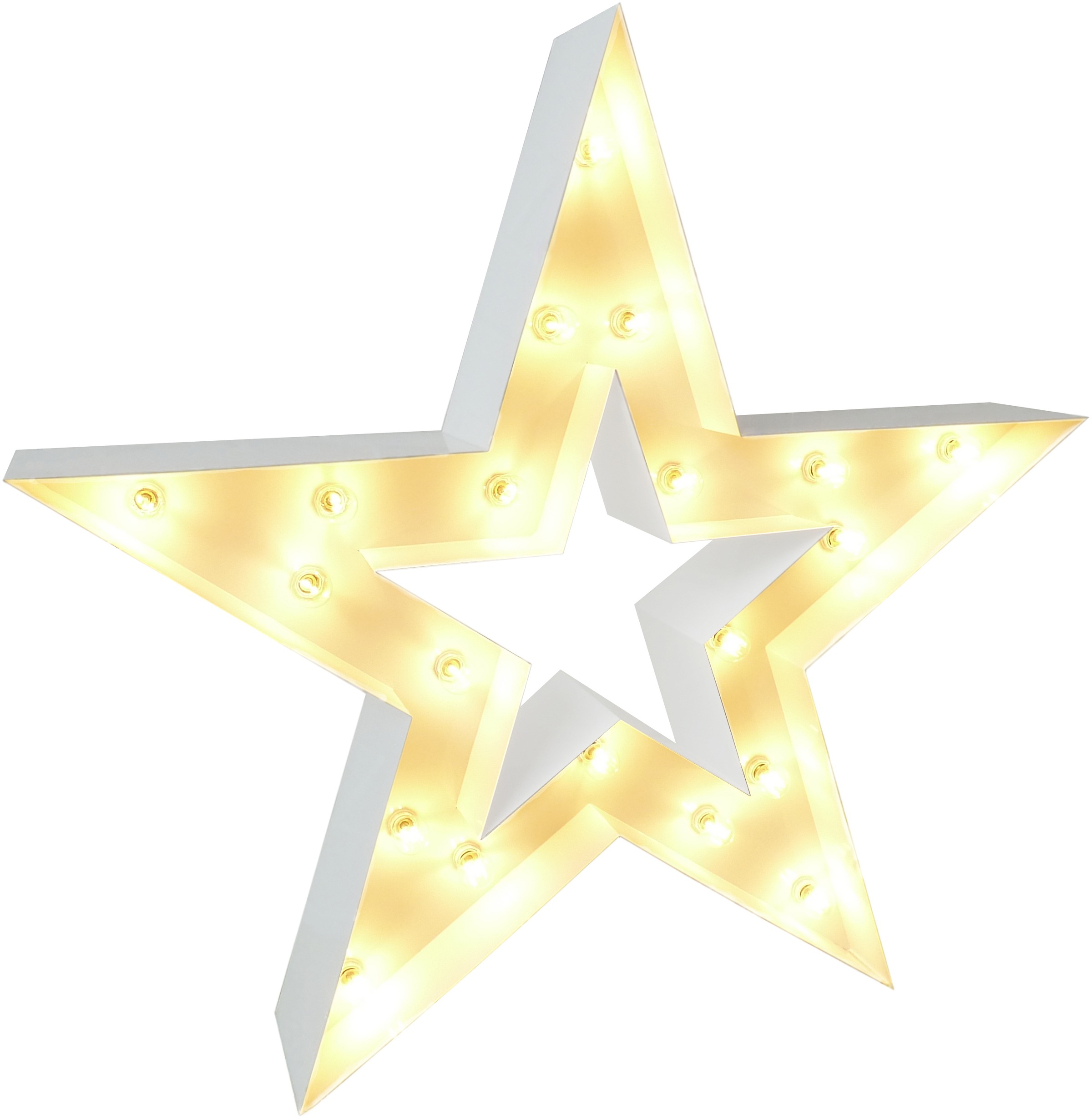 MARQUEE LIGHTS LED Dekolicht »Stern«, E14, 1 St., Warmweiß, Wandlampe, Tischlampe Star mit 20 fLichtquellen E14 (nicht inklusive) - 122cm Breit und 122cm hoch