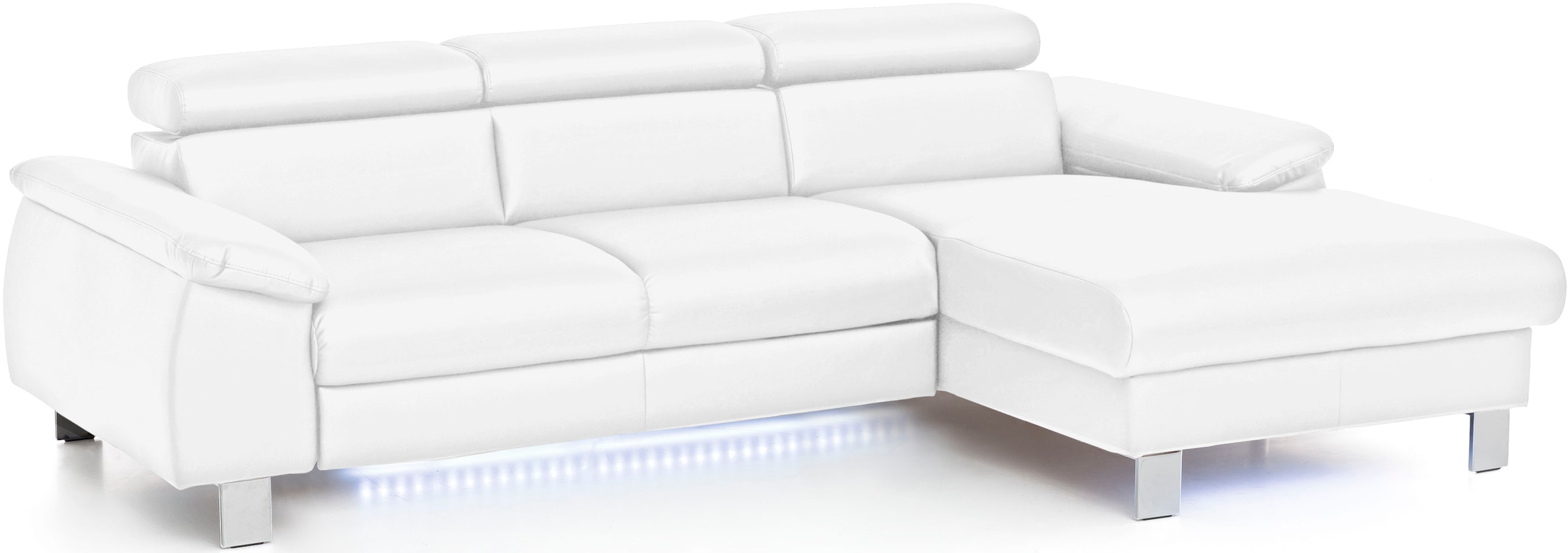 COTTA Ecksofa Komaris, Ecksofa, wahlweise mit RGB-LED-Beleuchtung und Bettfunktion/Bettkasten