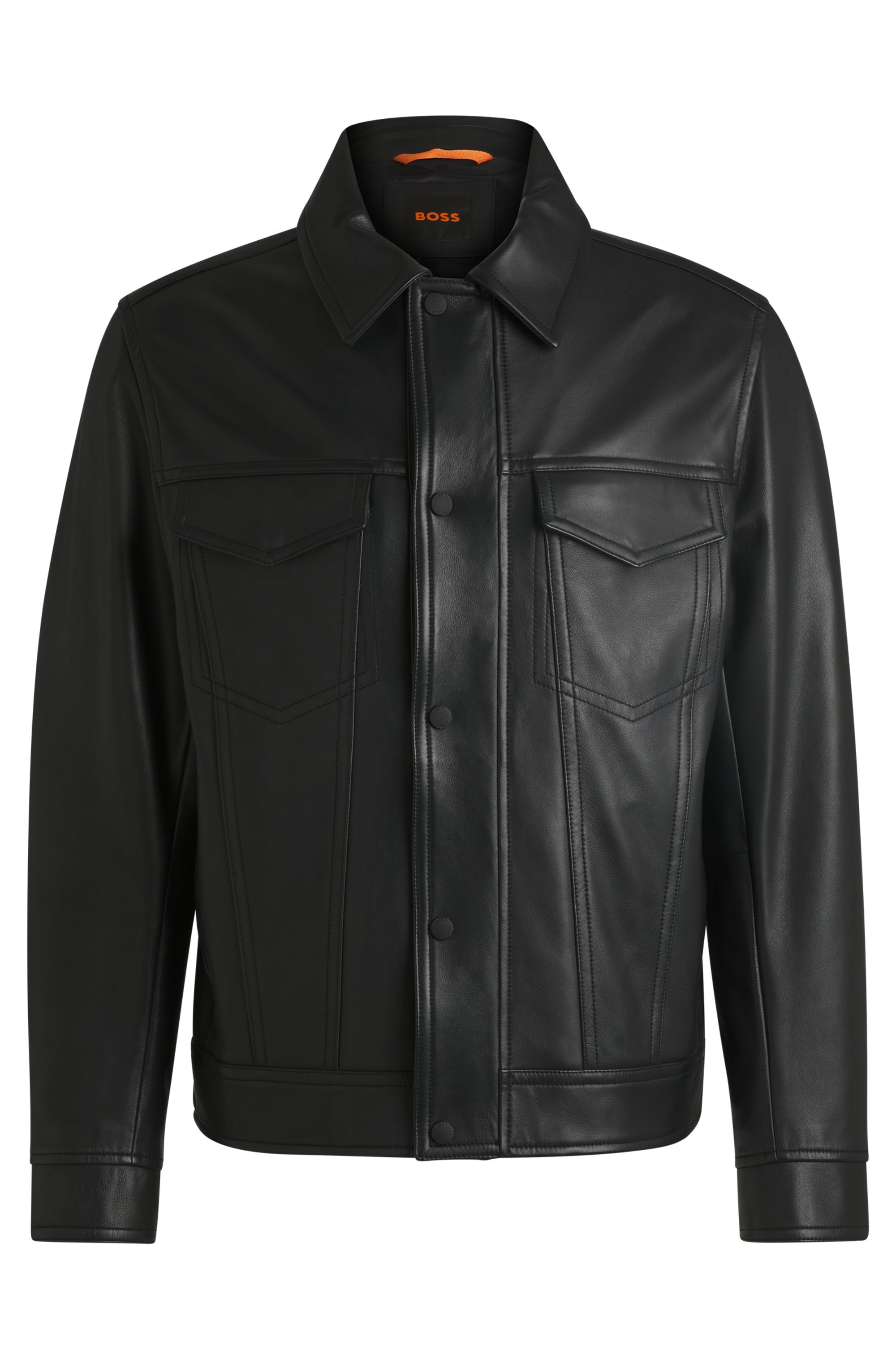 BOSS ORANGE Lederjacke »Jocruz«, mit Druckknopfleiste