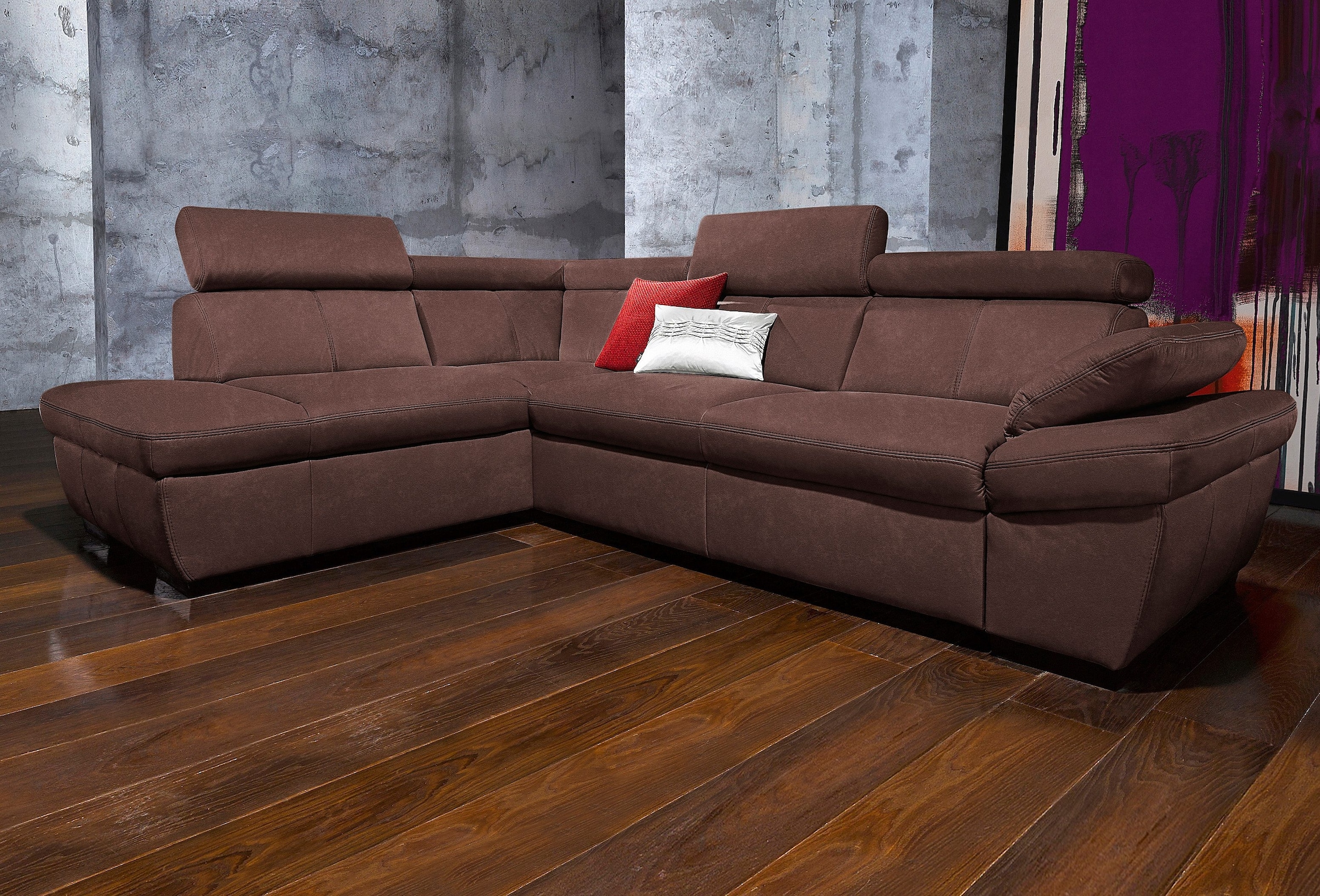 exxpo - sofa fashion Ecksofa »Salerno, L-Form«, inkl. Kopf- und Armteilverstellung, wahlweise mit Bettfunktion