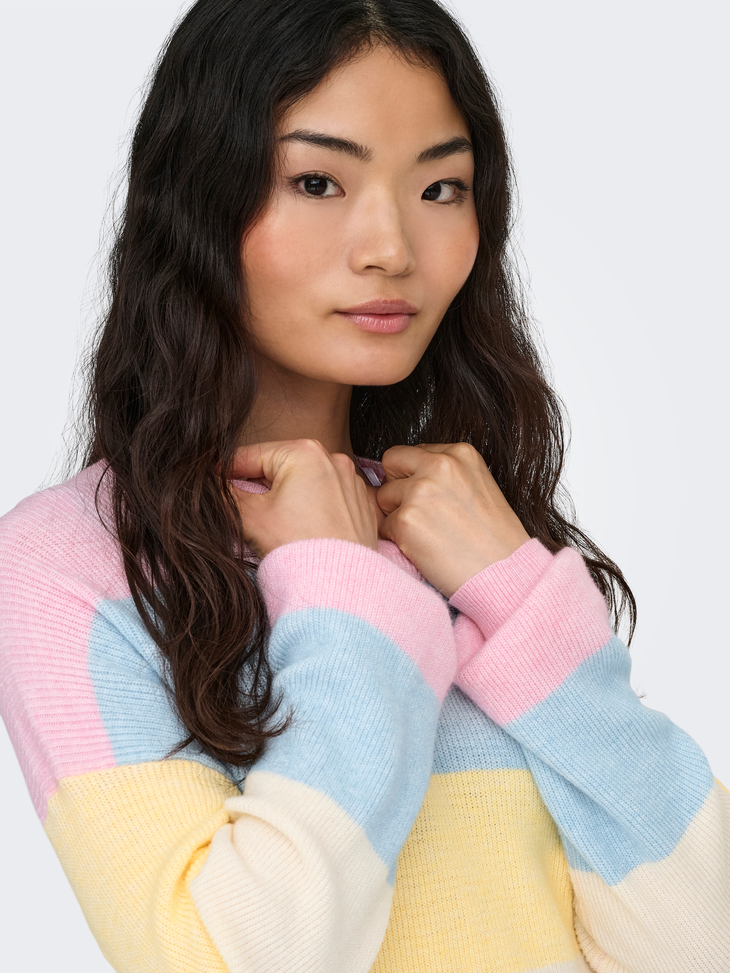 ONLY Strickpullover »ONLATIA L/S STRIPE PULLOVER KNT NOOS« Viskosemischung, regular fit