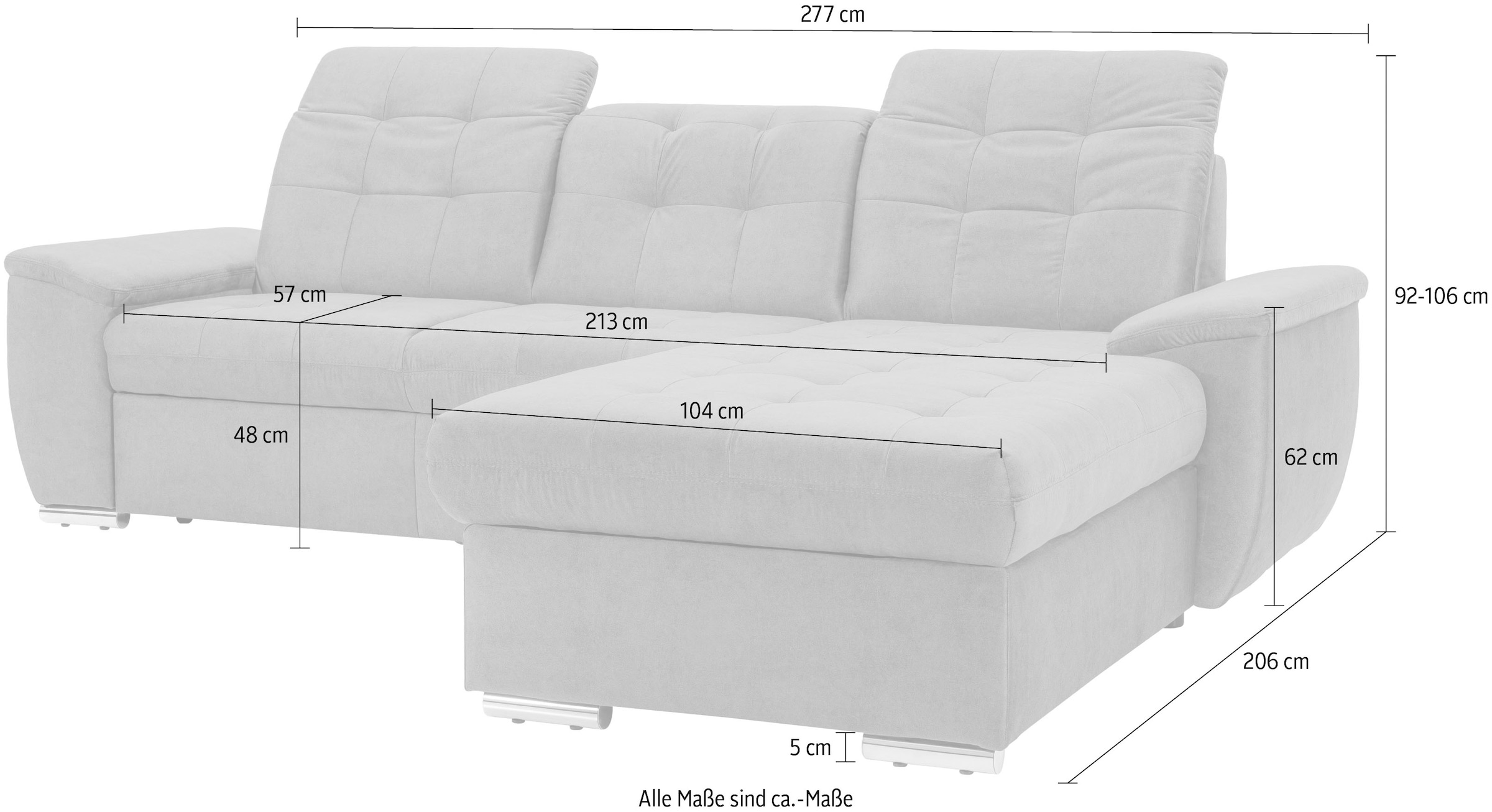 exxpo - sofa fashion Ecksofa »Derby Inkl. Kopfteilverstellung, wahlw. Bett & Bettkasten, L-Form«, EXTRA an Komfort zum Relaxen, Entspannen und Wohlfühlen