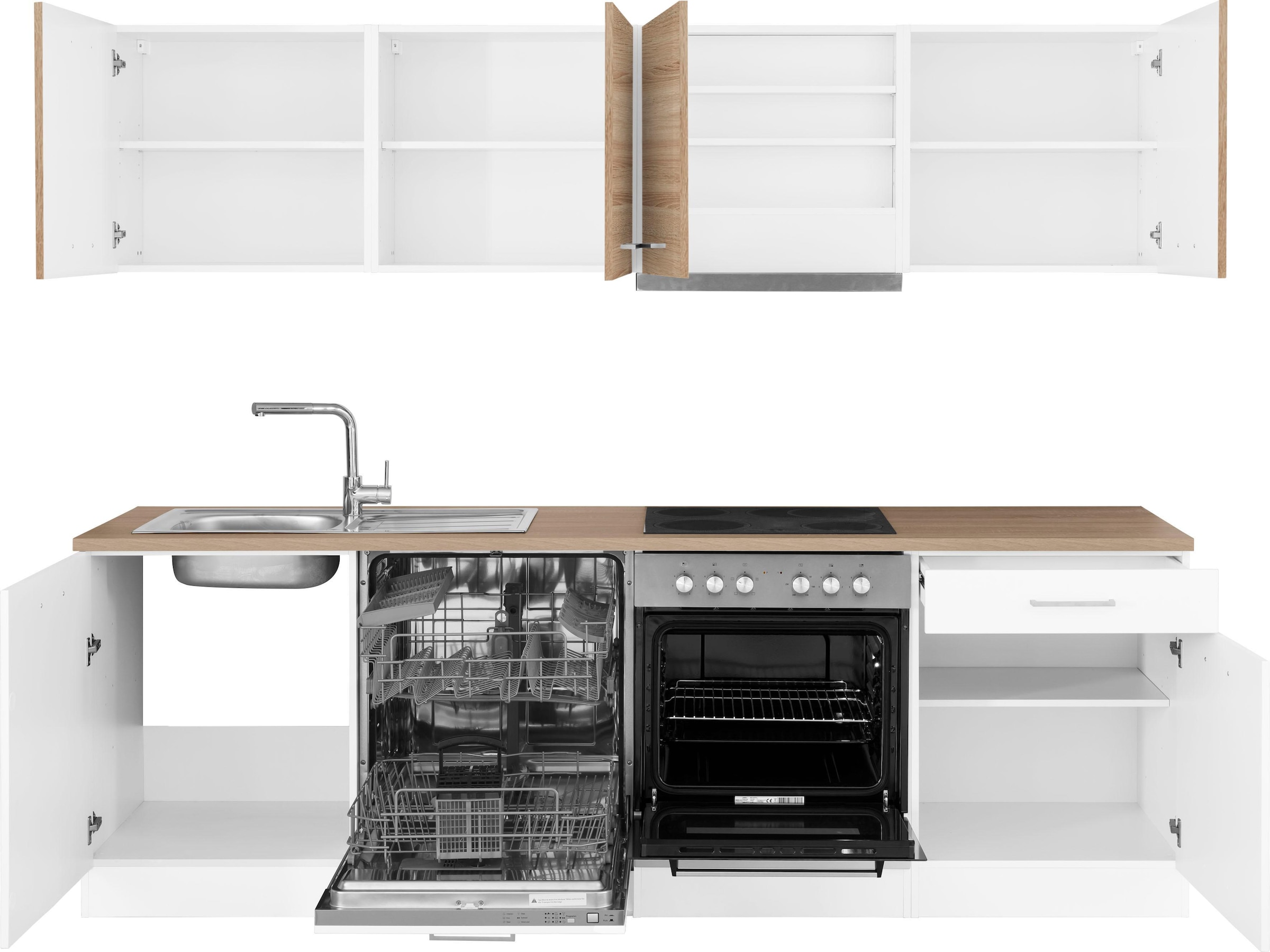 KOCHSTATION Küchenzeile »KS-Visby«, mit E-Geräten, Breite 240 cm inkl. Geschirrspülmaschine
