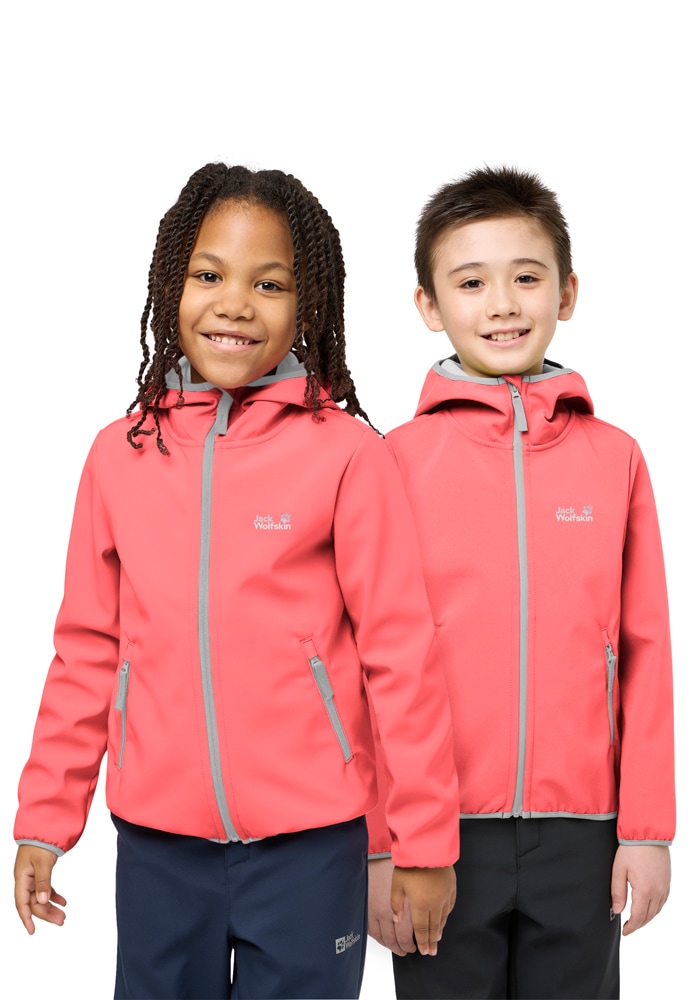 Jack Wolfskin Softshelljacke »FOURWINDS JACKET KIDS« mit Kapuze Winddicht, wasserabweisend, atmungsaktiv, Übergangsjacke für Kinder