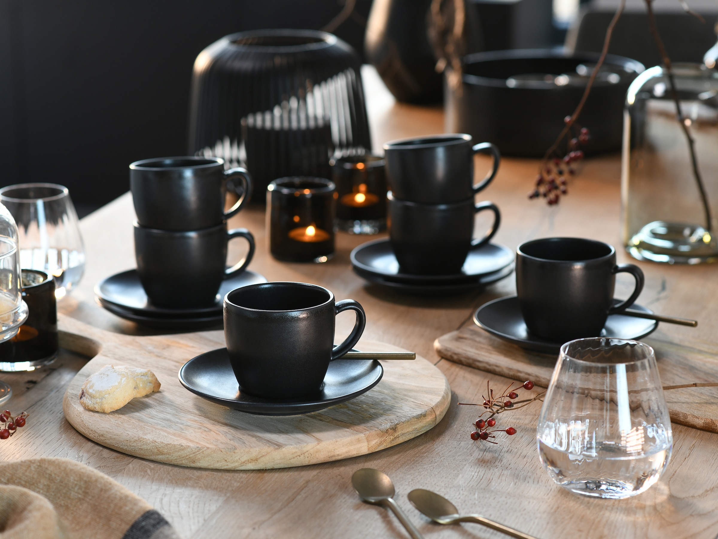CreaTable Cappuccinotasse »Soft Touch Black« 12-teiliges Set, mit Untertasse