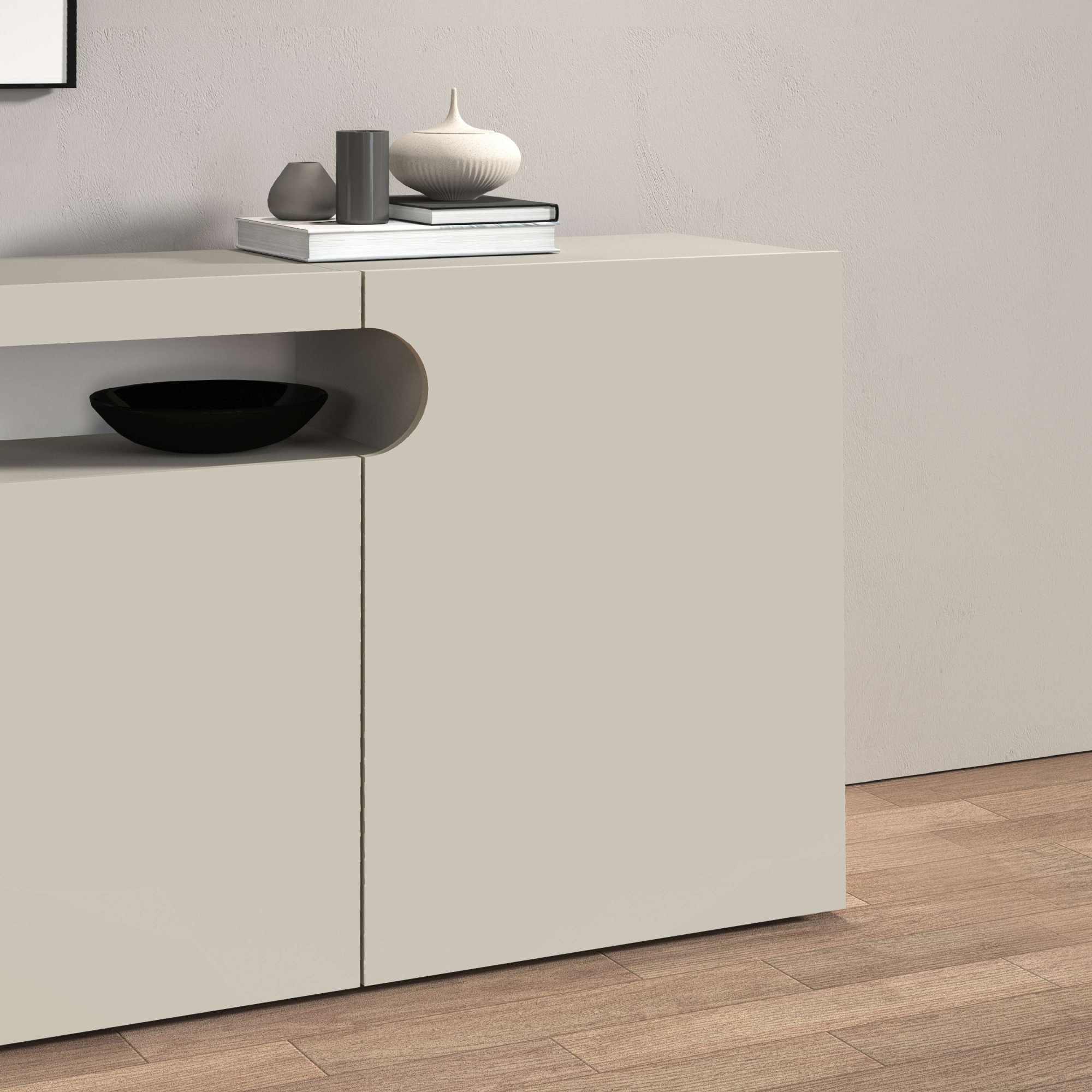 OTTO home Lowboard »REAL,Lowboard,TV-Kommode,TV-Möbel,TV-Bank« 1 Stk. tlg. Mit 4 Türen, davon 2 abgerundet, die ein ovales offenes Fach bilden