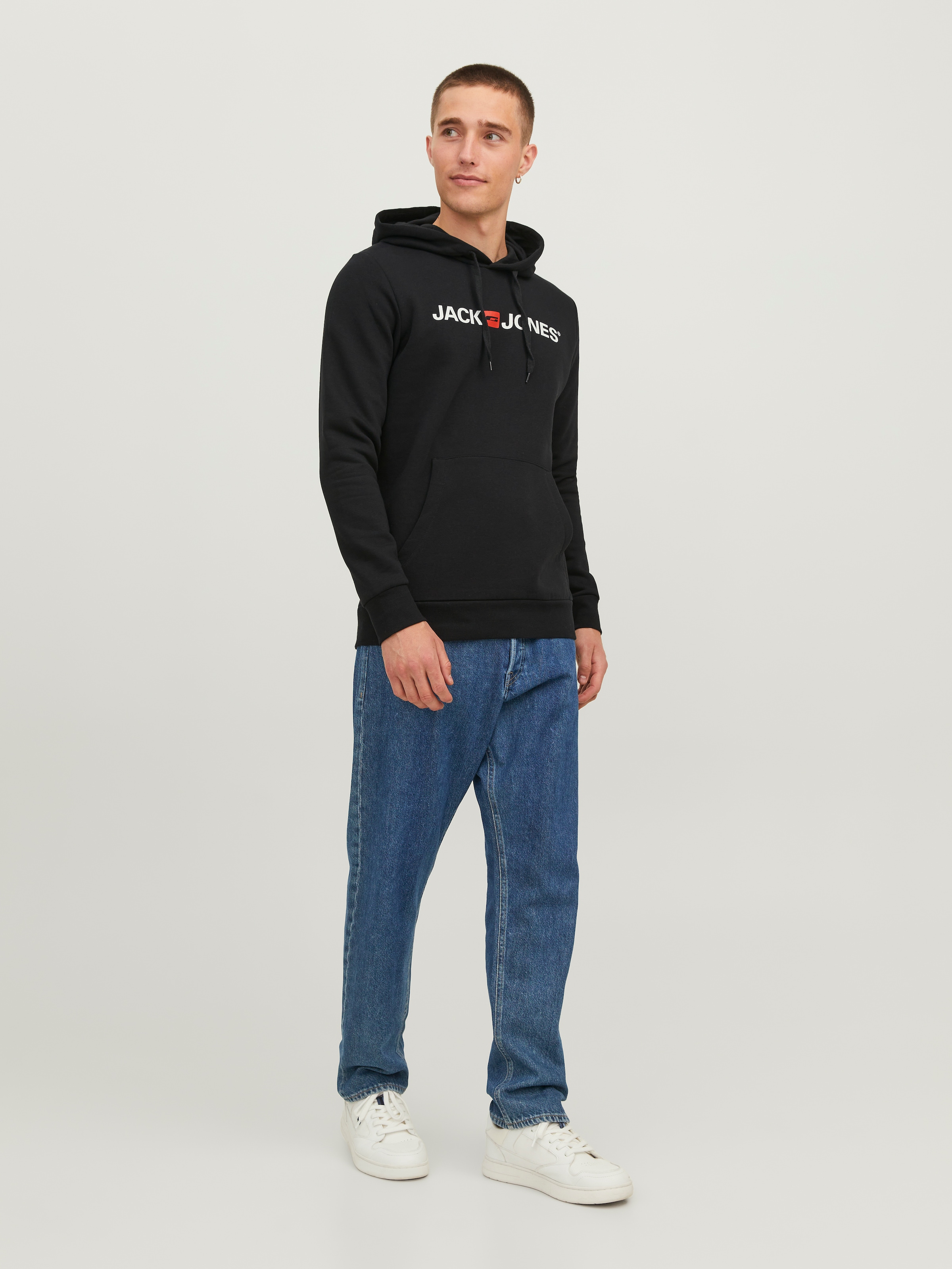 Jack & Jones Kapuzensweatshirt »JJECORP Hoodie mit Logo und hohem Tragekomfort«, bedruckt, casual, regular fit, Baumwollmischung, Rundhals
