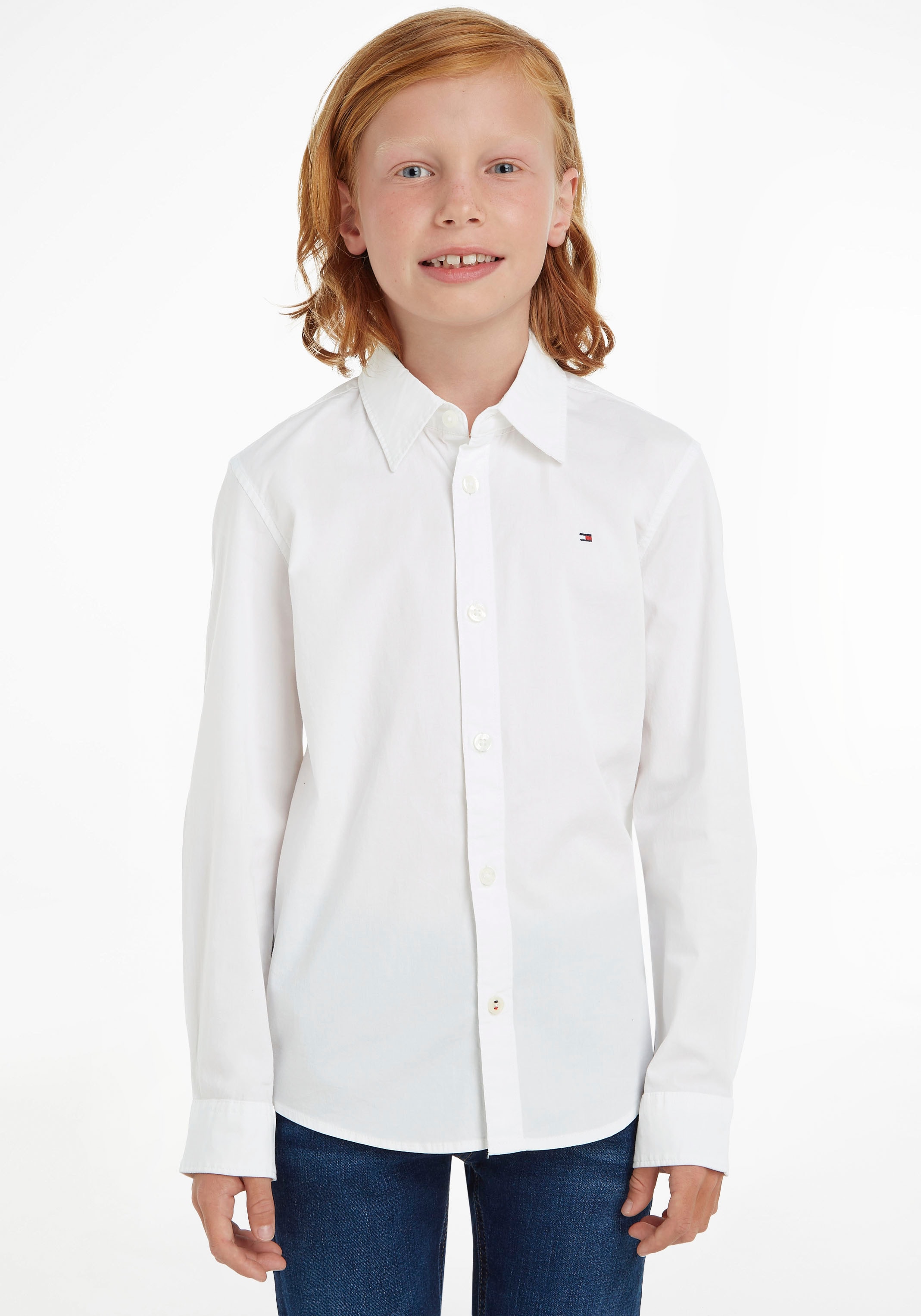 Tommy Hilfiger Langarmhemd »SOLID STRETCH POPLIN SHIRT L/S«, Kinder Kids  Junior MiniMe bestellen bei OTTO