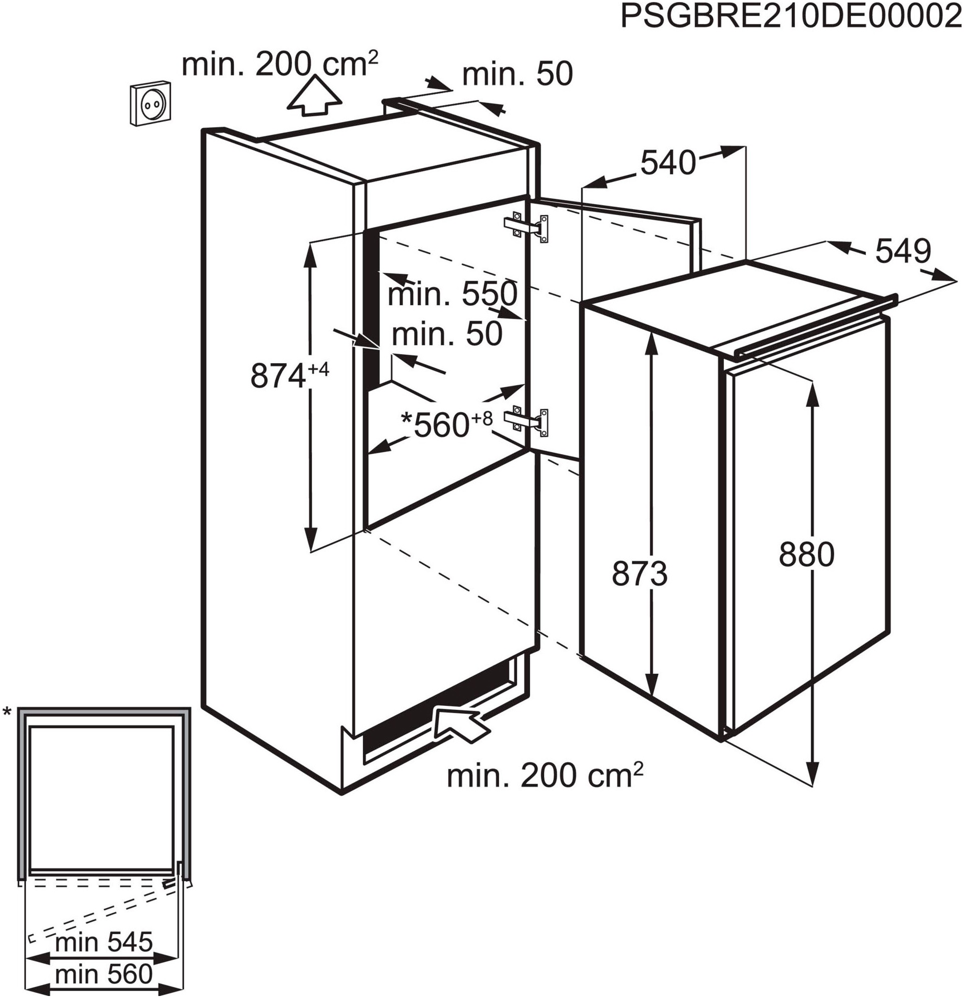 AEG Einbaukühlschrank »TSK5O881ES«, TSK5O881ES 933035225, 87,3 cm hoch, 54,8 cm breit