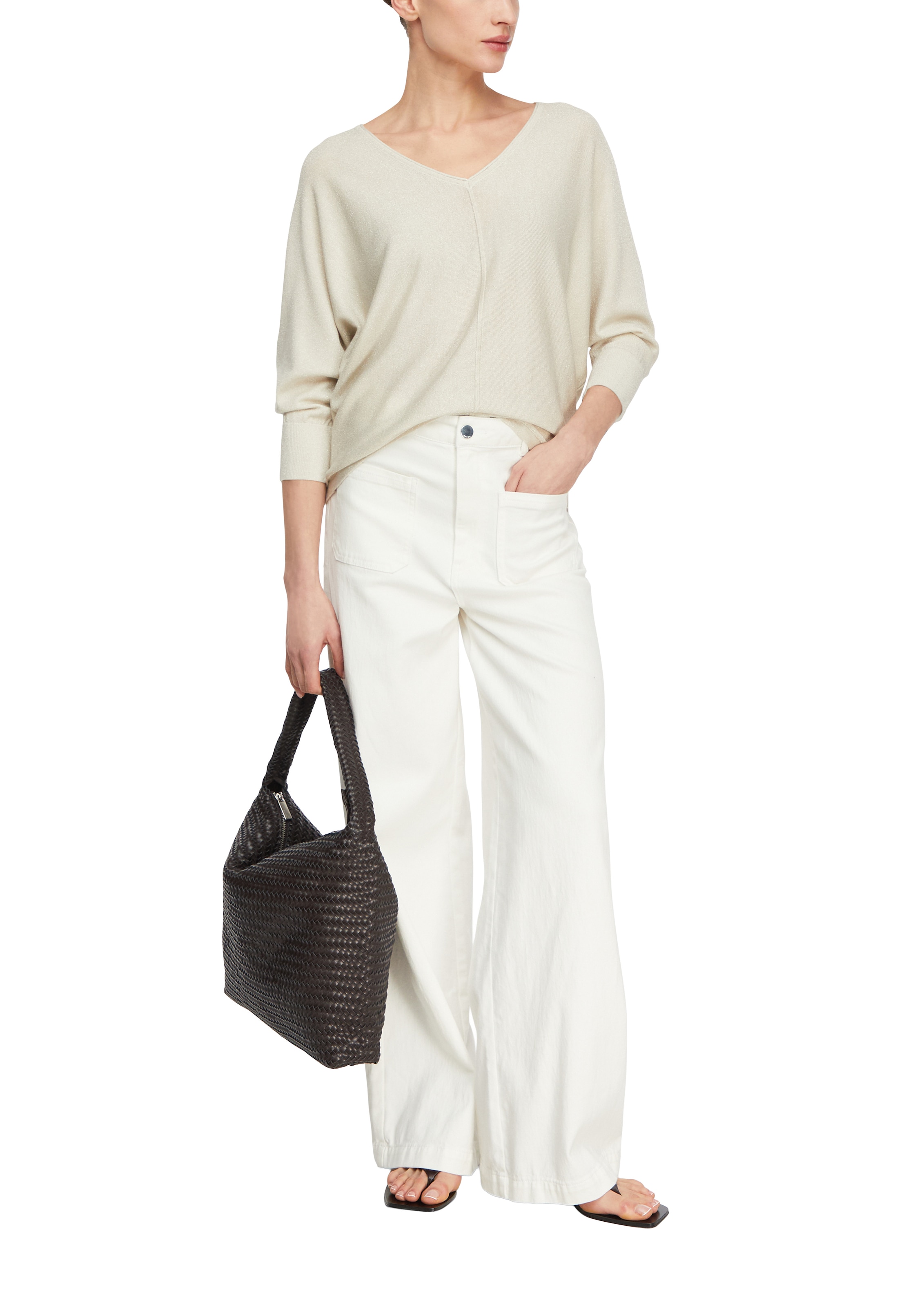 Comma 3/4 Arm-Pullover mit V-Ausschnitt und aus Viskose