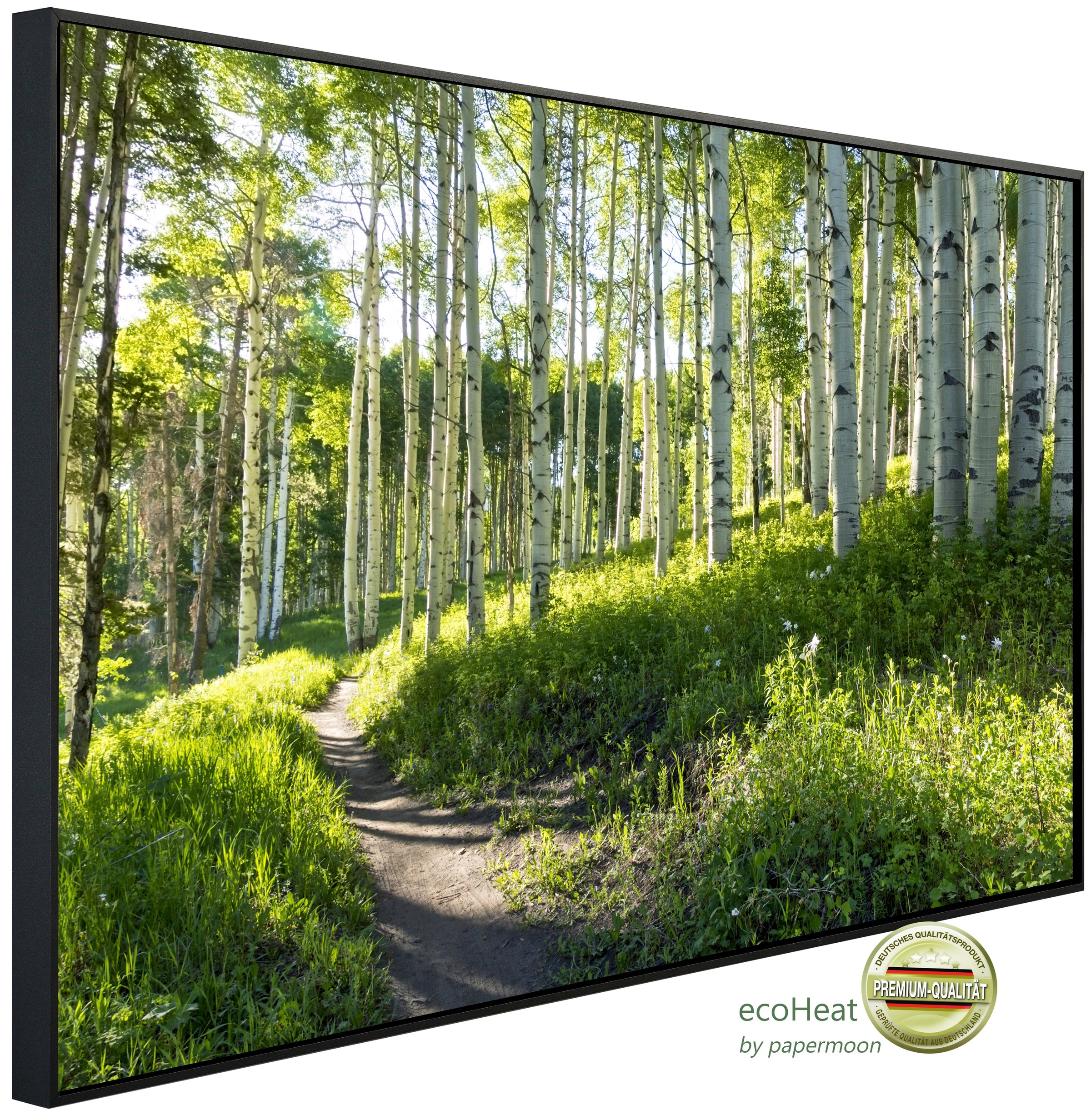 Papermoon Infrarotheizung »EcoHeat - Birkenwald«, Aluminium, 1200 W, 60x120 cm, mit Rahmen, energiesparendes Heizen für angenehme, gesunde und gleichmäßige Wärme