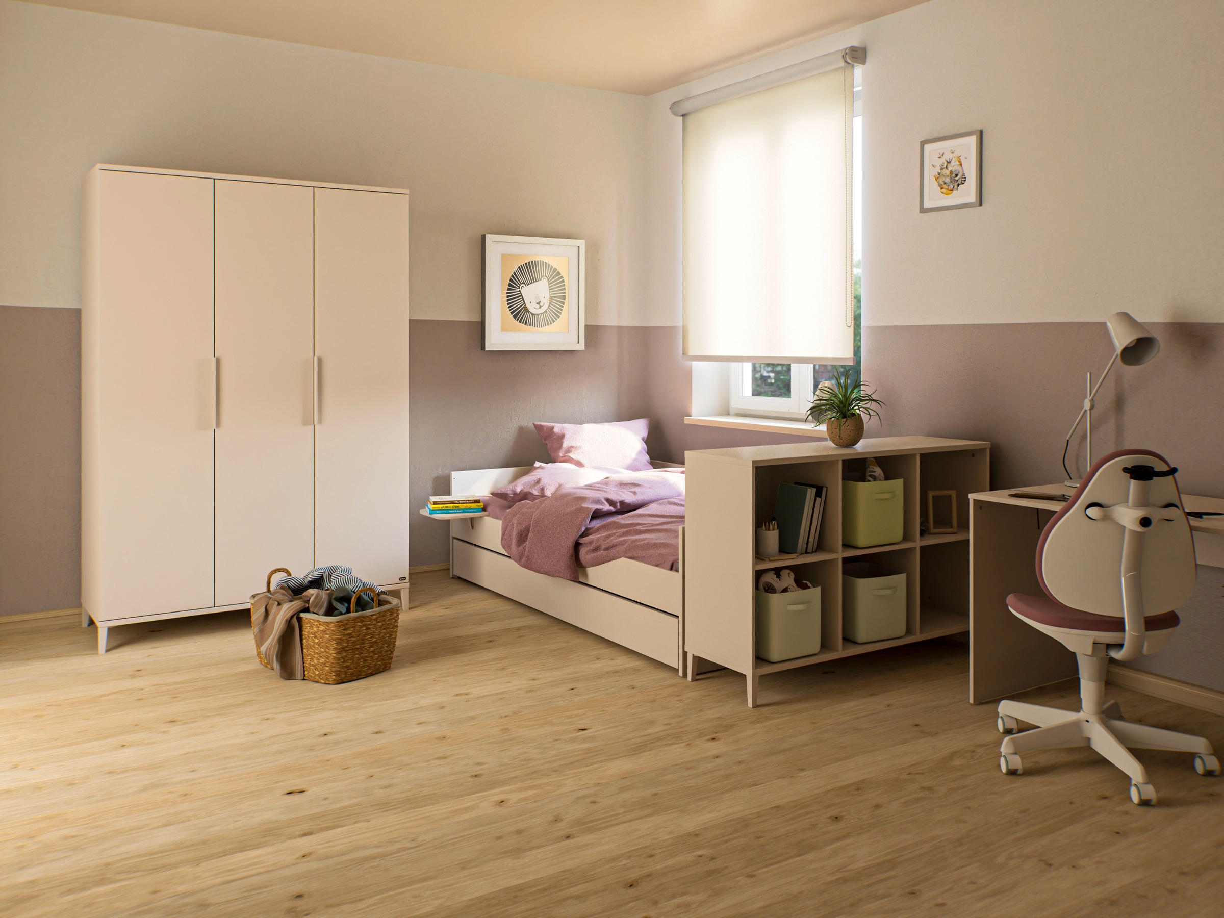 YUNY by PAIDI Kinderbett »SISTER LOU mit Bettkasten, Jugendliege« bietet extra Stauraum oder zweite Liegefläche, Kojenliege Beige