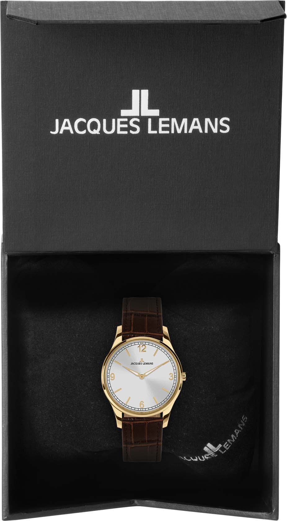 Jacques Lemans Quarzuhr »London, 1-2129C«, Armbanduhr, Damenuhr, Leuchtzeiger, gehärtetes Crystexglas