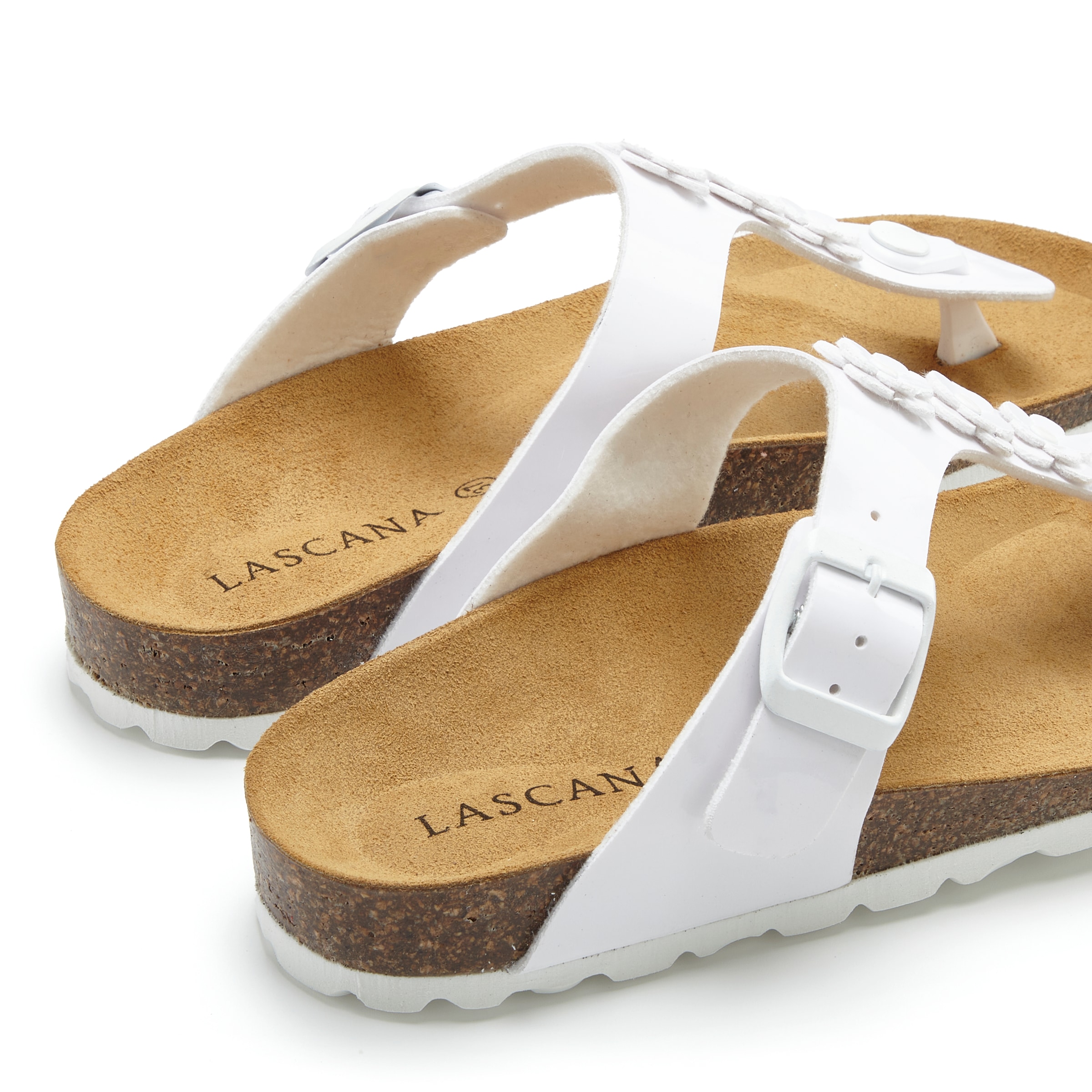 LASCANA Zehentrenner »Sandale, Pantolette, offener Schuh, Sommerschuh,«  mit komfortablem Korkfußbett