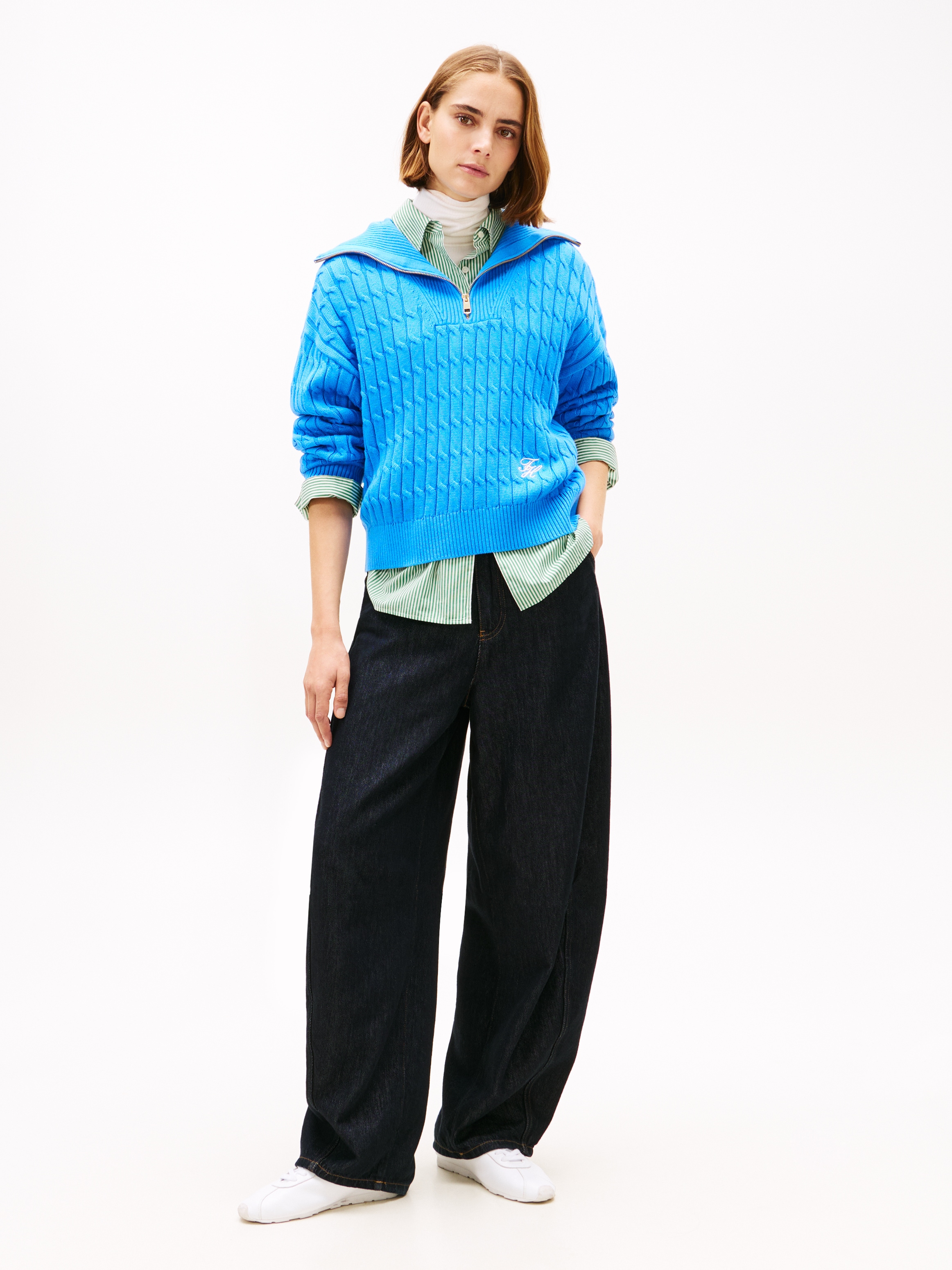 Tommy Hilfiger Troyer »CO CABLE MID GG 1/2 ZIP LS SWT« mit Zopfmuster