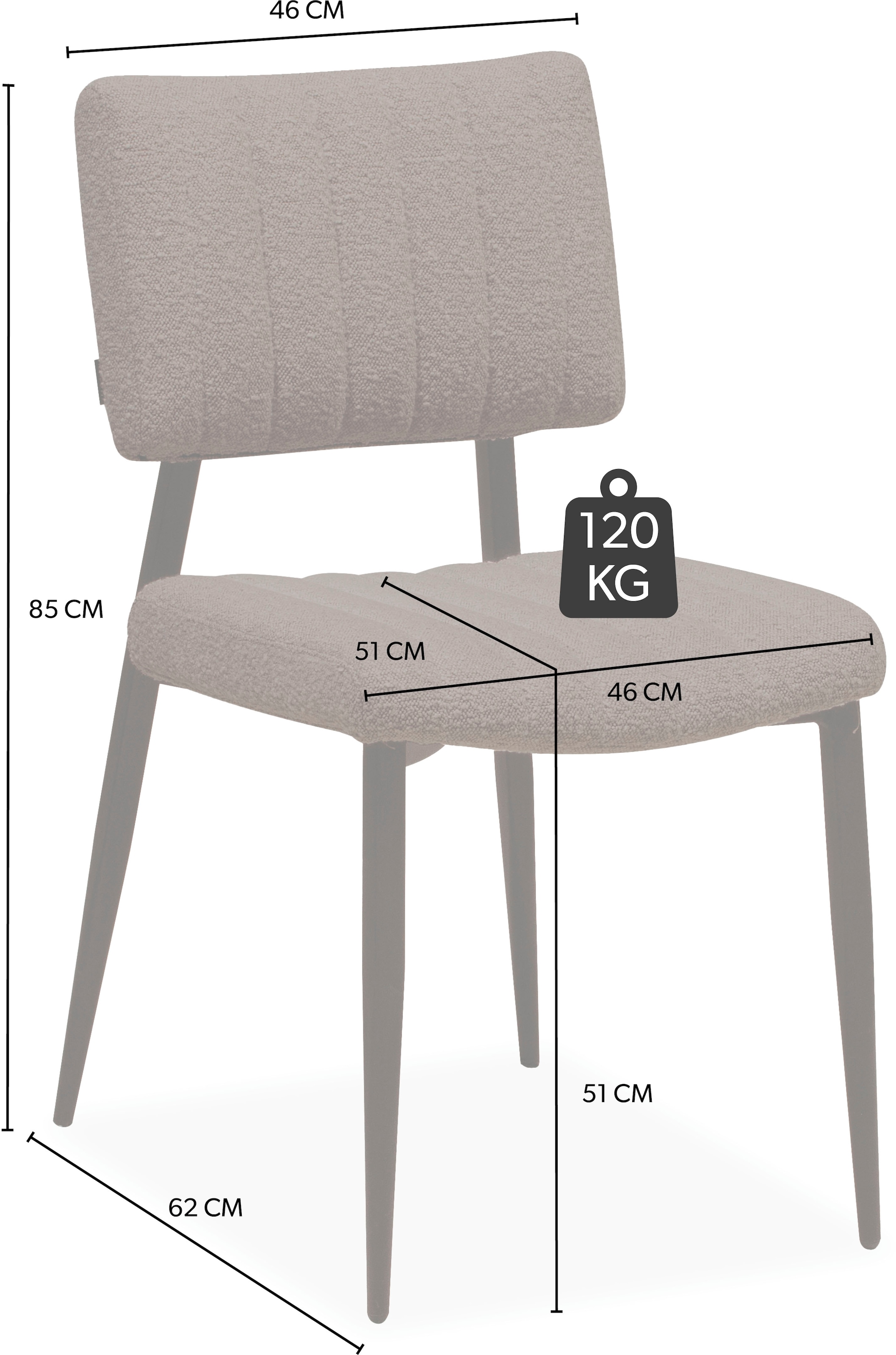 OMG Design Esszimmerstuhl »Dirk«, (Set), 1 St., Stoff, moderner Boucle Bezug, bequem gepolstert