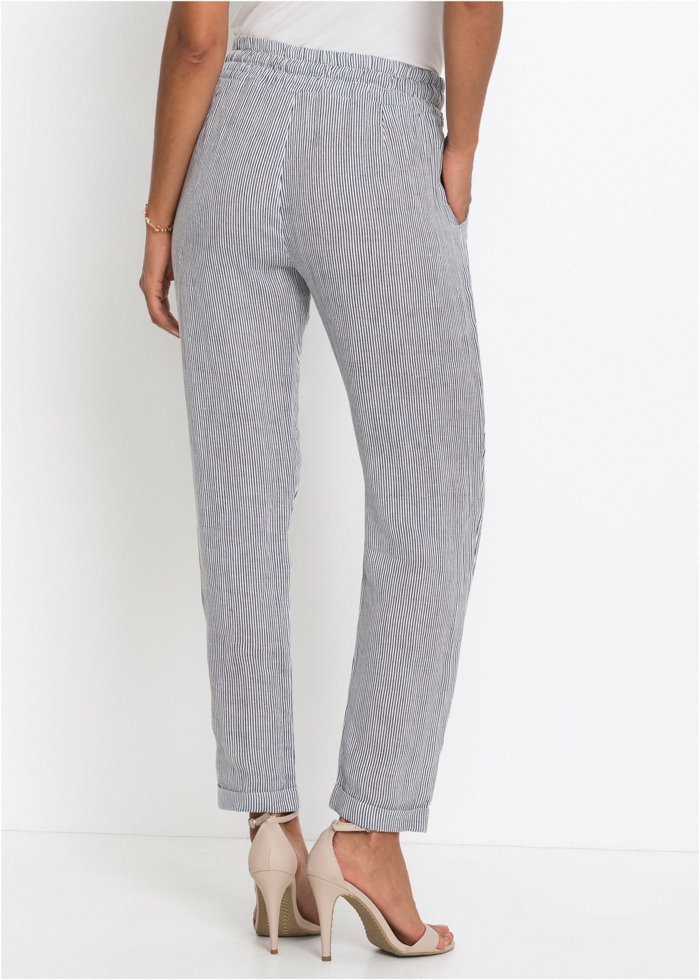 bonprix Leinenhose  aus Leinen und Lyocell, mit Elastik-Bündchen, Regular Fit