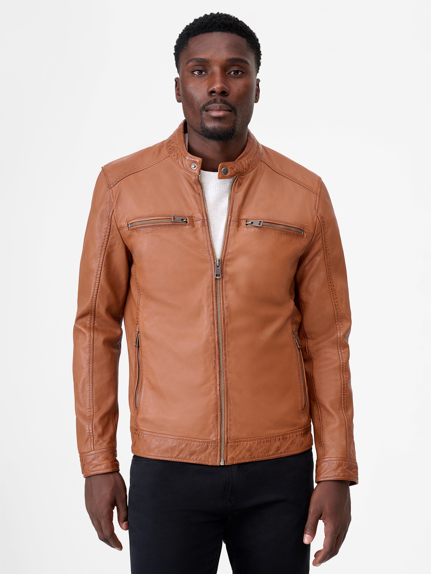 RICANO Bikerjacke »Lederjacke Cedrik« ohne Kapuze Handgefertigt aus echtem Leder