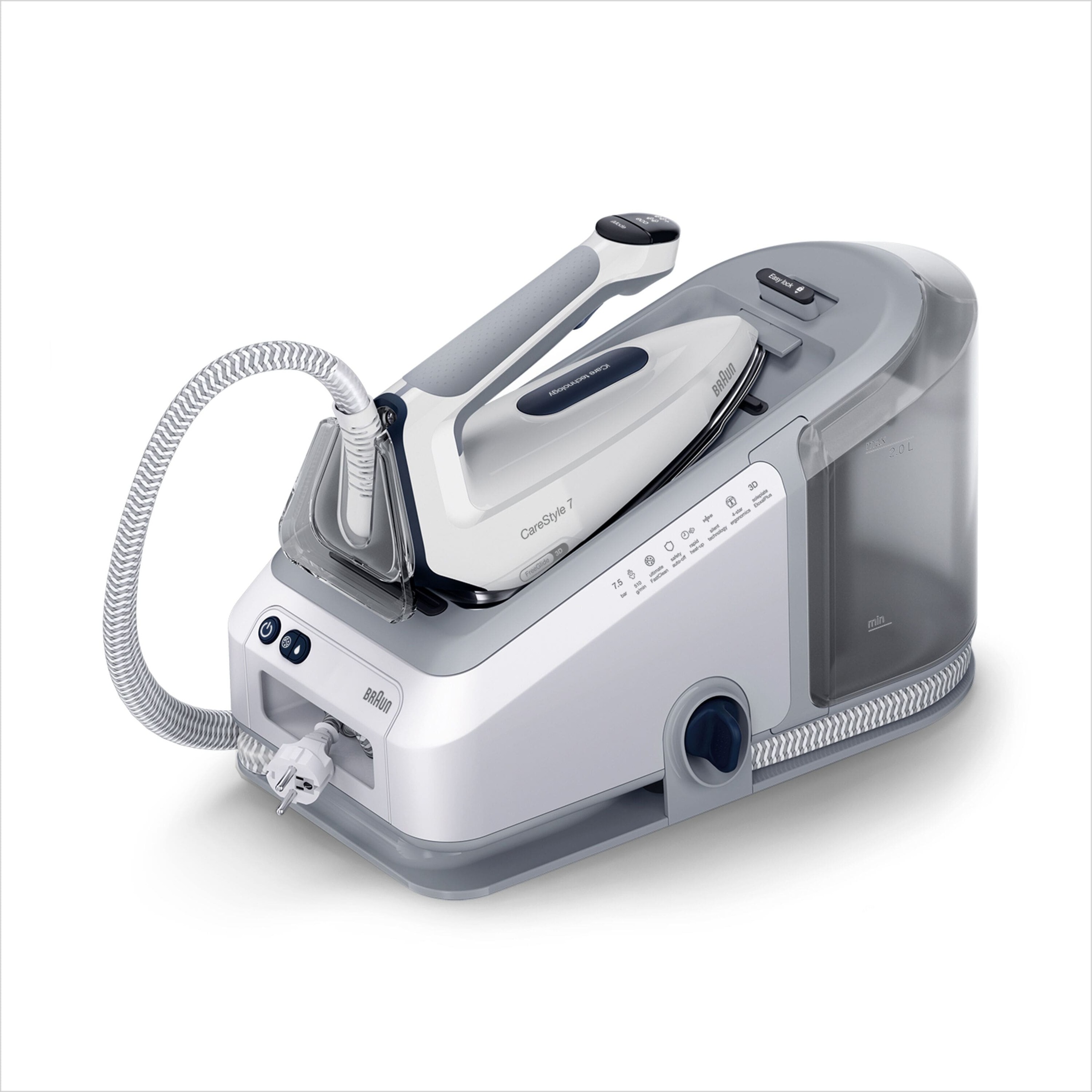 Braun Dampfbügelstation »CareStyle 7 IS 7262 GY - 7,5 bar, 510 g Dampfstoß, 2,0 l Wassertank«, 150 g Dampfmenge, EloxalPlus Bügelsohle, Ultimate FastClean Entkalkung