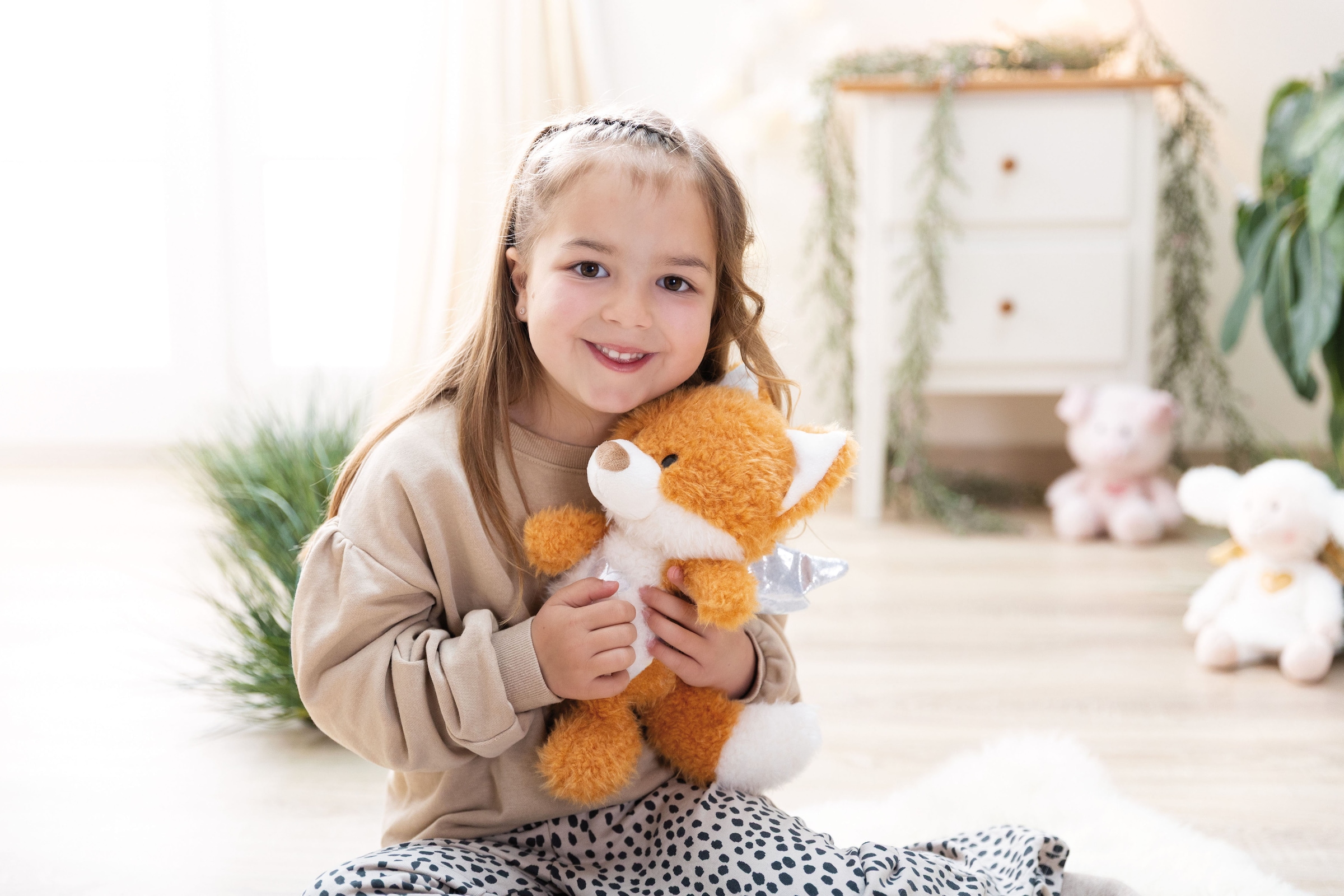 Nici Kuscheltier »Dein Schutzengel, Fuchs La La Foxie 28 cm« mit silbernen Flügeln & Herz auf der Brust in Geschenkbox