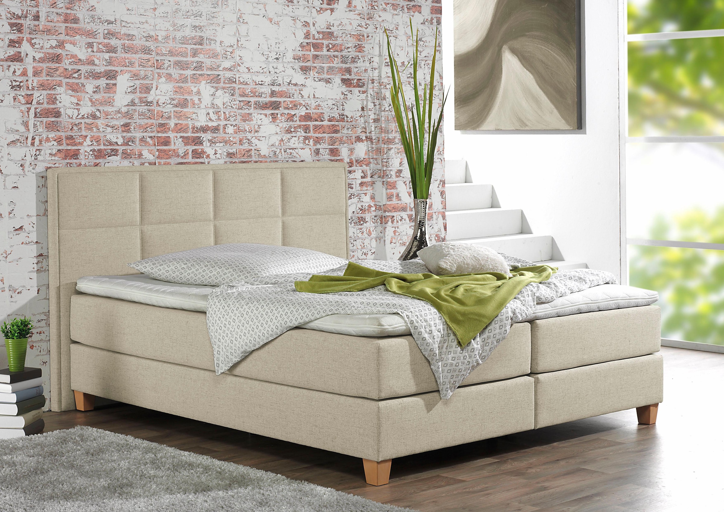 Home affaire Boxspringbett »Casey« in 5 Breiten, 3 Ausführungen, 2 Härtegraden, Steppung, Topper