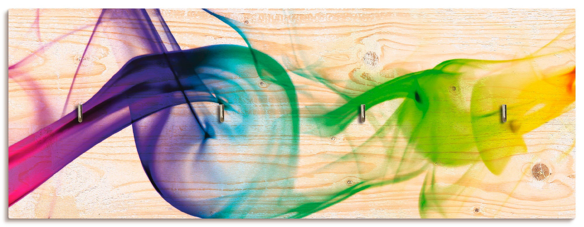 Artland Hakenleiste »Rauch - Abstrakt«, aus Holz mit 4 Schlüsselhaken – Schlüsselboard, Schlüsselbretter, Schlüsselhalter, Schlüsselaufhänger für den Flur – Stil: Modern
