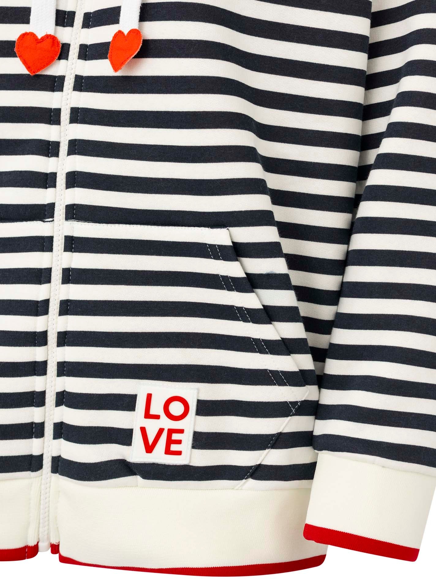 Zwillingsherz Kapuzensweatjacke »"Maritim"« gestreift, Kapuze mit Kordel und Herzen, Taschen, Zipper