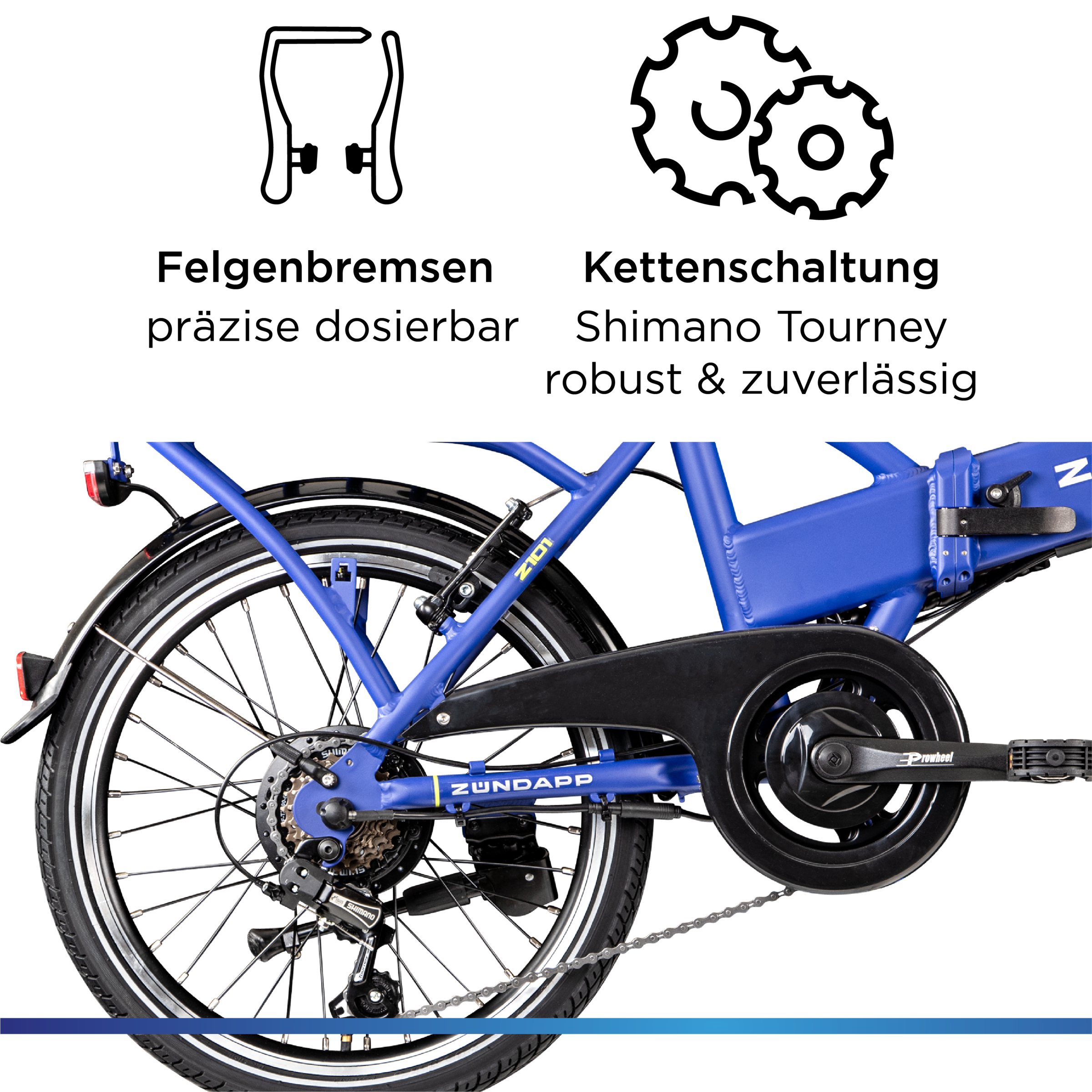 Zündapp »Z101« 6 Gang Shimano Tourney Schaltwerk Kettenschaltung Heckmotor 250 W Pedelec, Elektrofahrrad für Damen u. Herren
