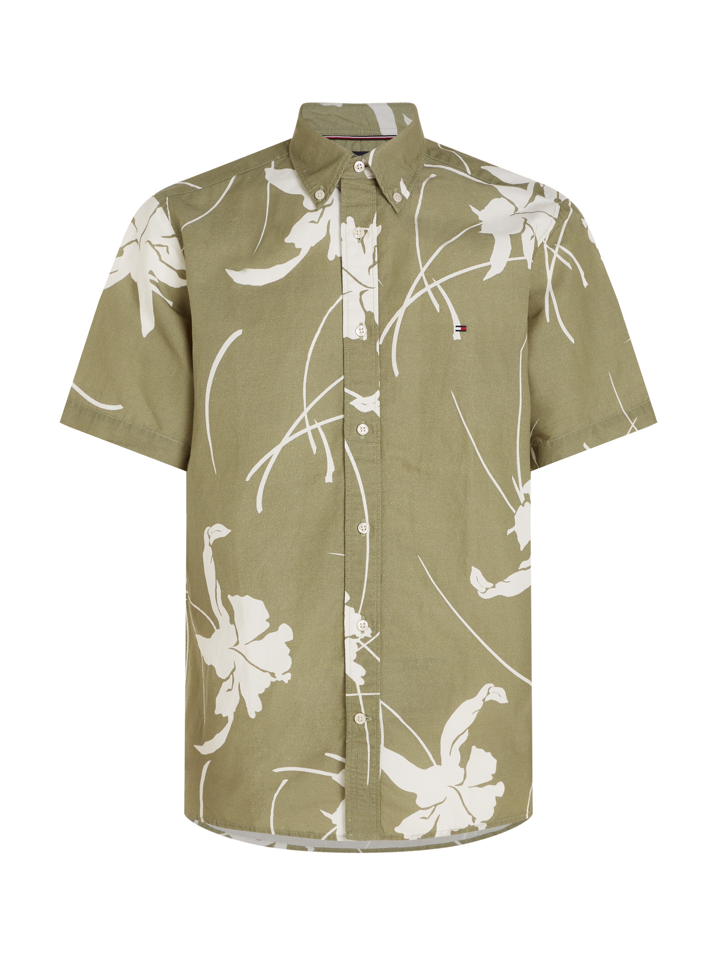 Tommy Hilfiger Kurzarmhemd »LARGE TROPICAL PRT SHIRT«, kontrastfarbener Blumenprint