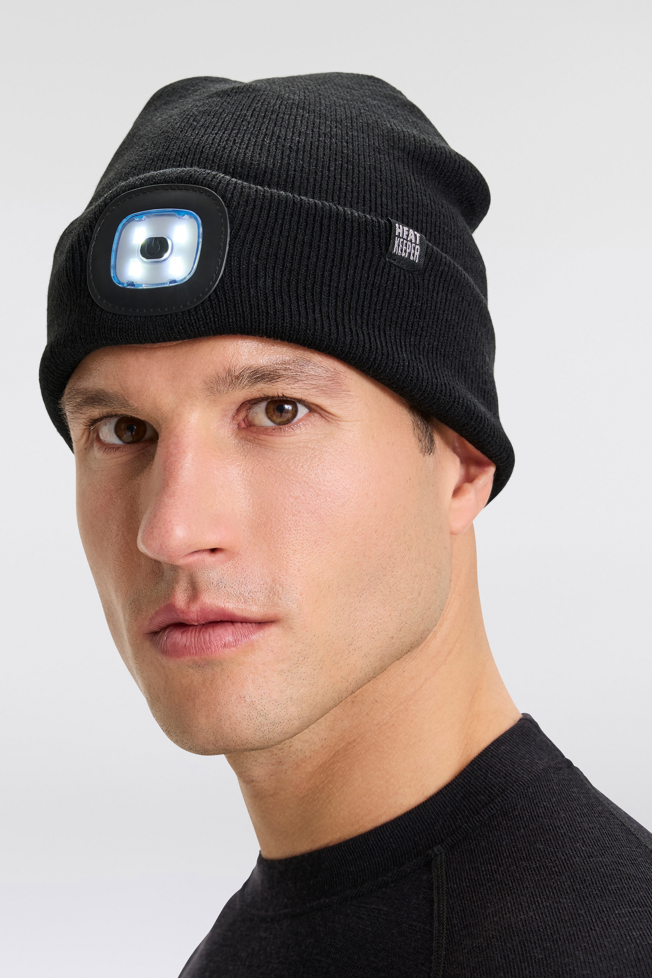 Heatkeeper Strickmütze »MEN THERMAL BEANIE+LED LIGHT RECHARGE«, wiederaufladbarer, abnehmbaren LED-Leuchte für die dunkle Jahreszeit