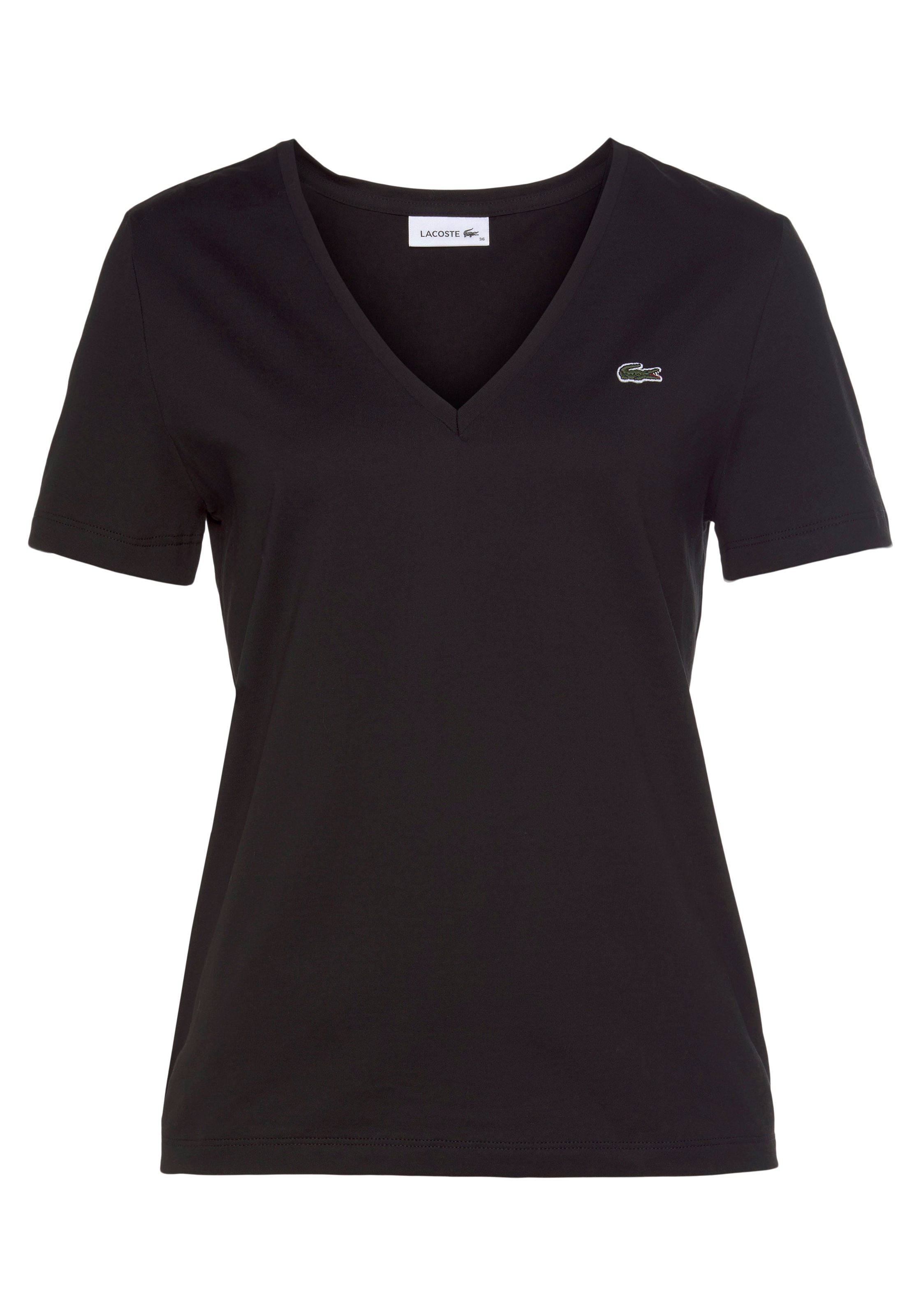 »Lacoste T-Shirt Logo-Patch OTTO bestellen Lacoste mit bei Damen-T-Shirt auf der mit V-Ausschnitt«, tlg.), Brust (1