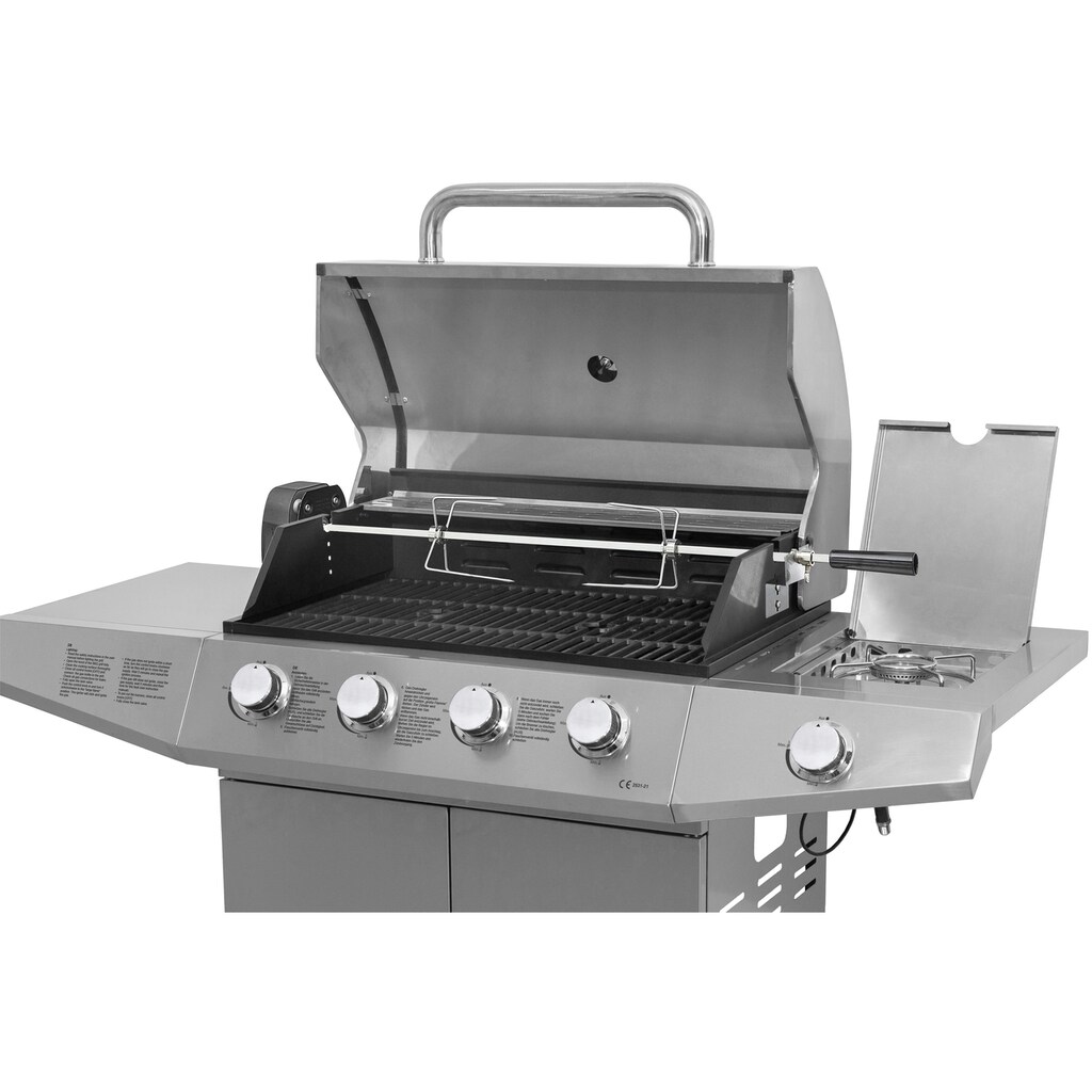 KONIFERA Gasgrill »RICHMOND«, 4 Brenner, elektrischer Drehspieß, Schutzhülle, BxTxH: 140x58x112 cm