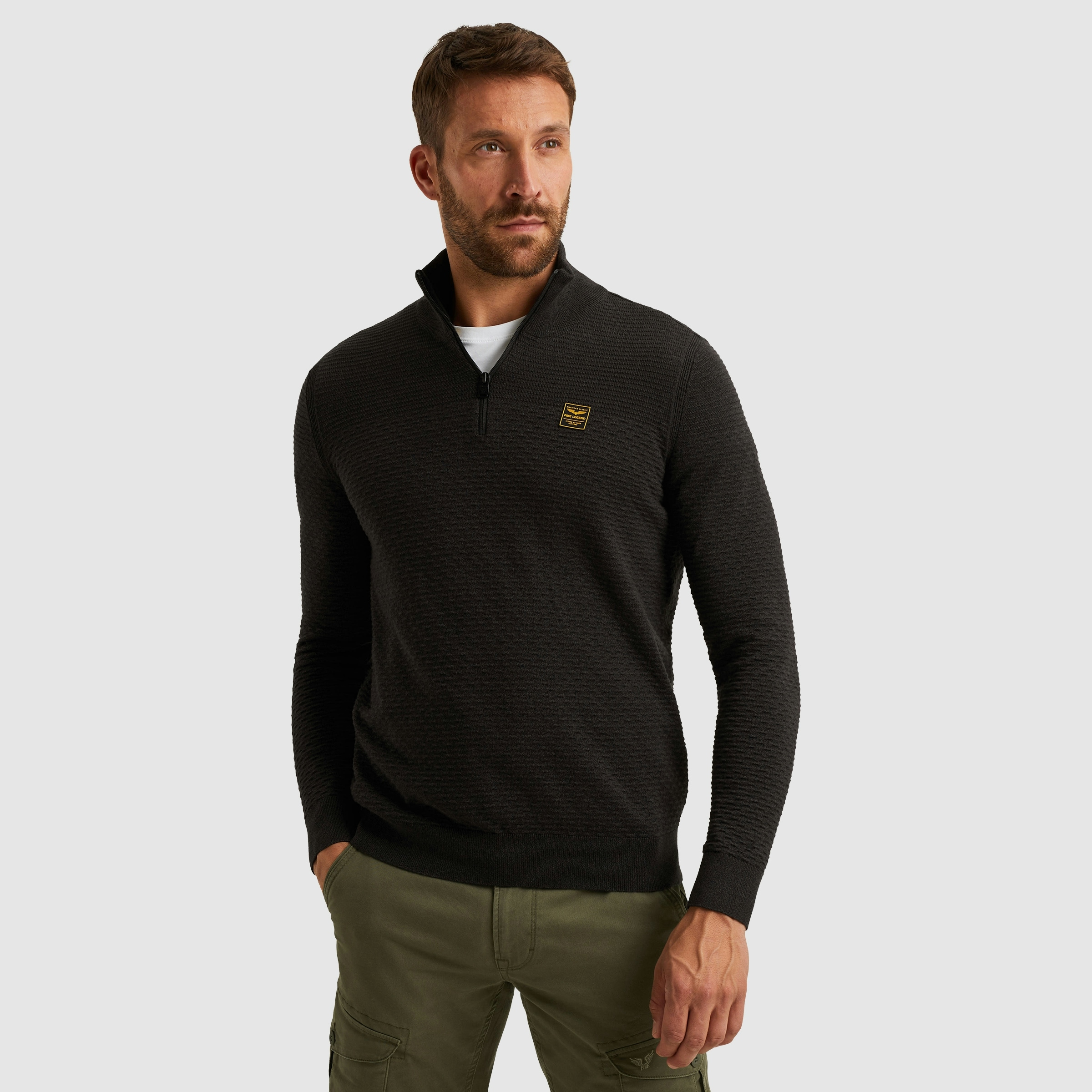 PME LEGEND Troyer mit Struktur-Muster und Logo-Badge