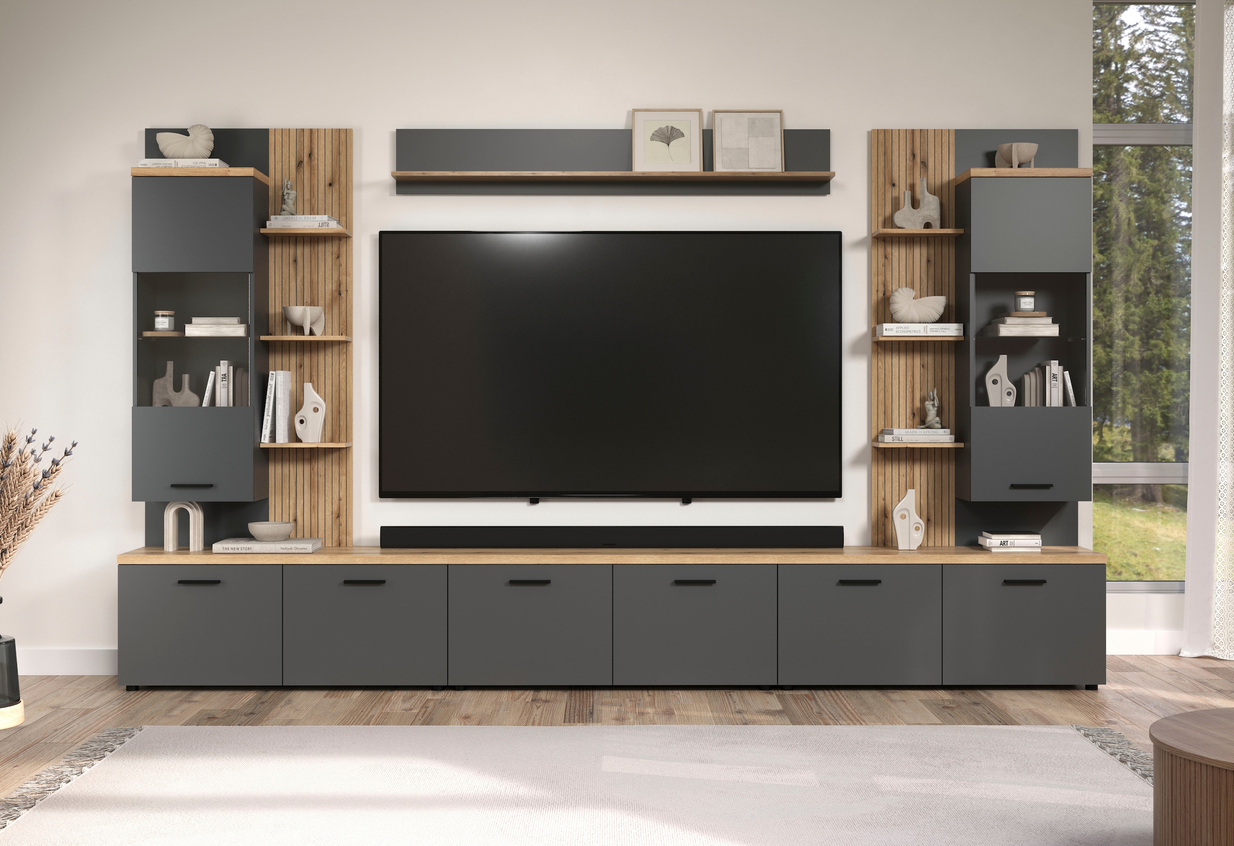 Home affaire Hängevitrine »Bajo« 1 Stk. tlg. Hängeschrank mit 1 Tür & 1 Glasboden – (B/T/H) 80/32/161 cm