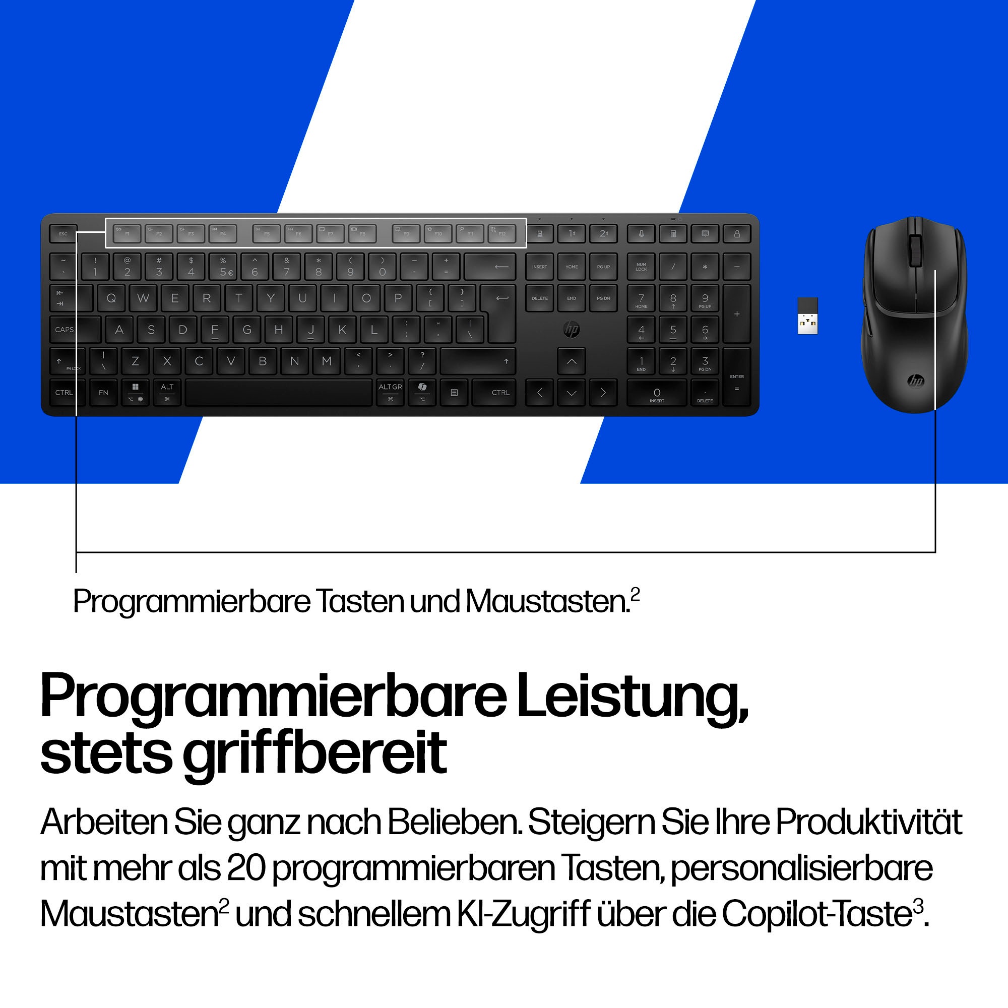 HP Tastatur- und Maus-Set »Kombination aus  Dual-Mode-Maus und-Tastatur für mehrere Geräte 490C«