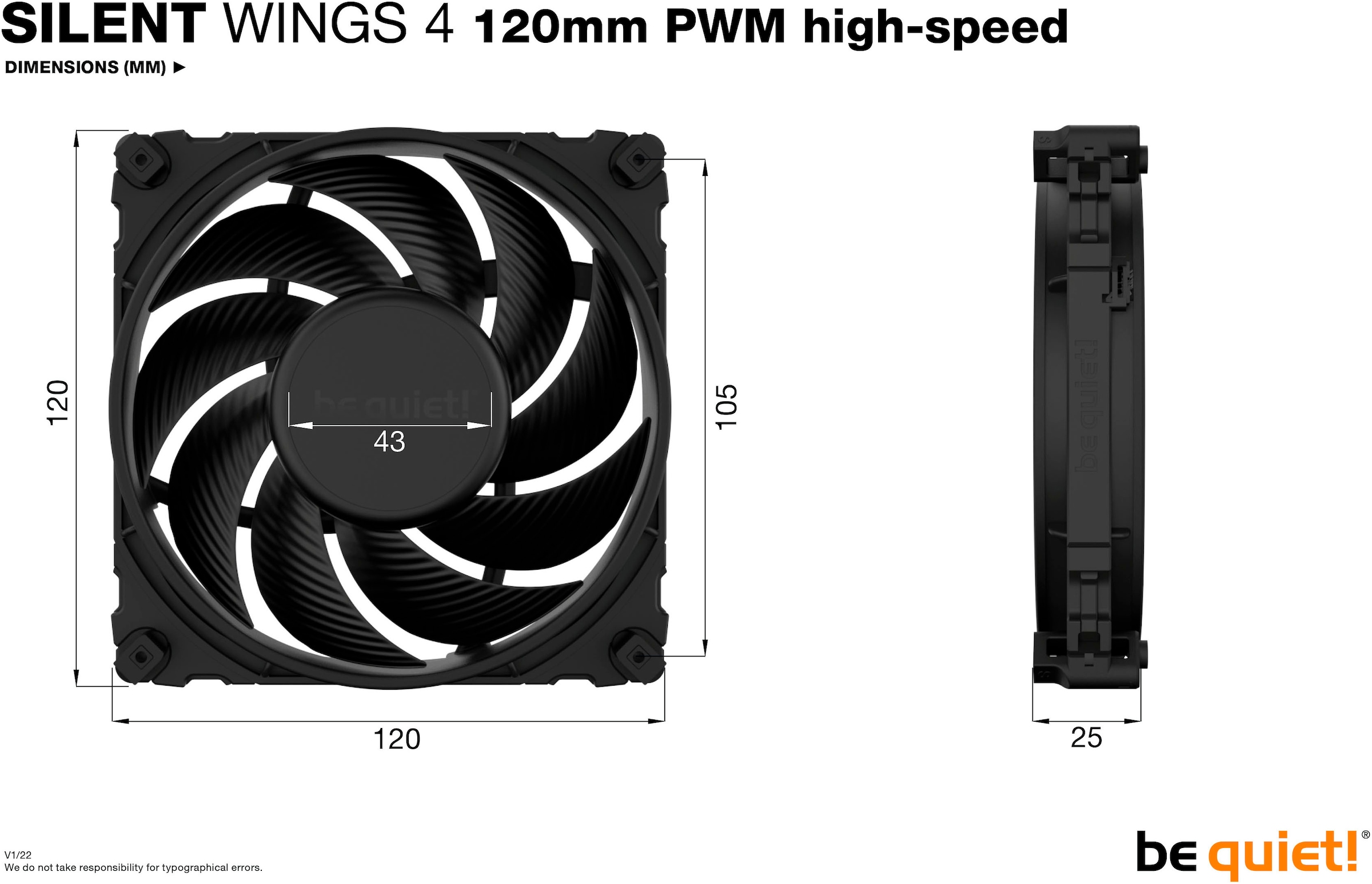 be quiet! Gehäuselüfter »Silent Wings 4 PWM high-speed 120mm«