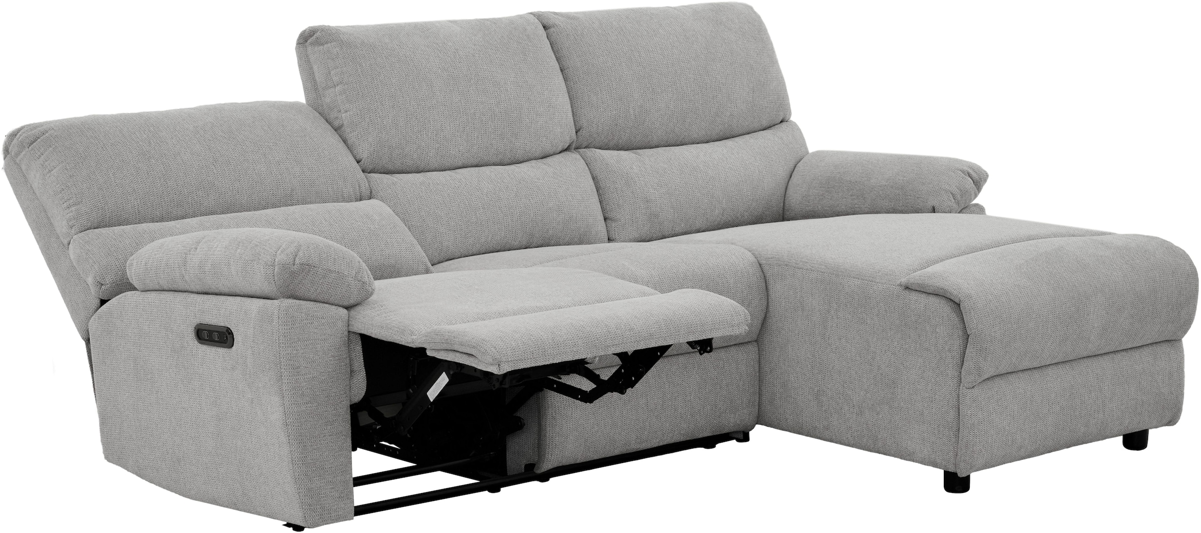 Home affaire Ecksofa »LANNOY, L-Form,  233cm, manuelle u. elektrische Funktion, mit USB A/C,« Liegefunktion 105°-150°, Federkern, Webstoff u. Cord-Bezug