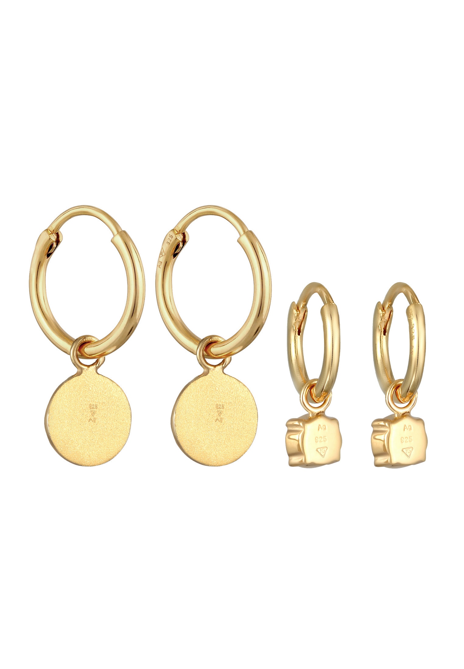Elli Ohrstecker-Set »Ohrringe Creolen Plättchen Kristall Grün 2er Set 925 Silber«