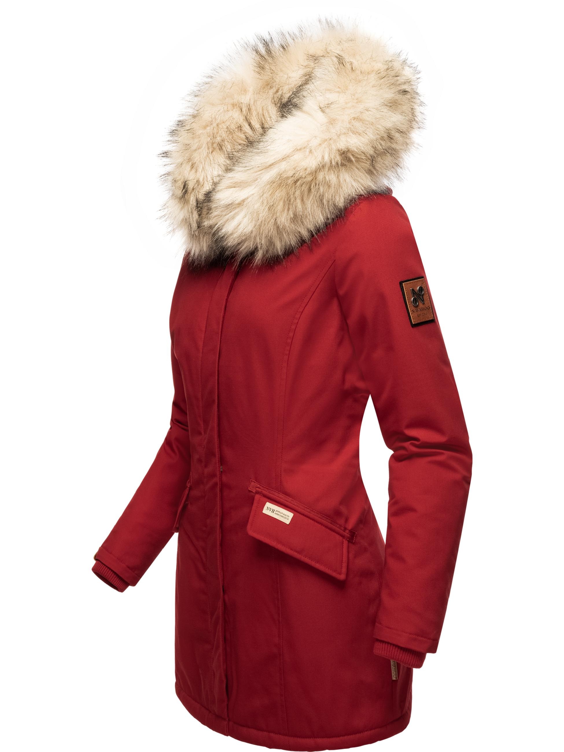 Navahoo Wintermantel »Wintermantel Cristal«, stylischer Damen Winterparka mit Kunstfell-Kapuze