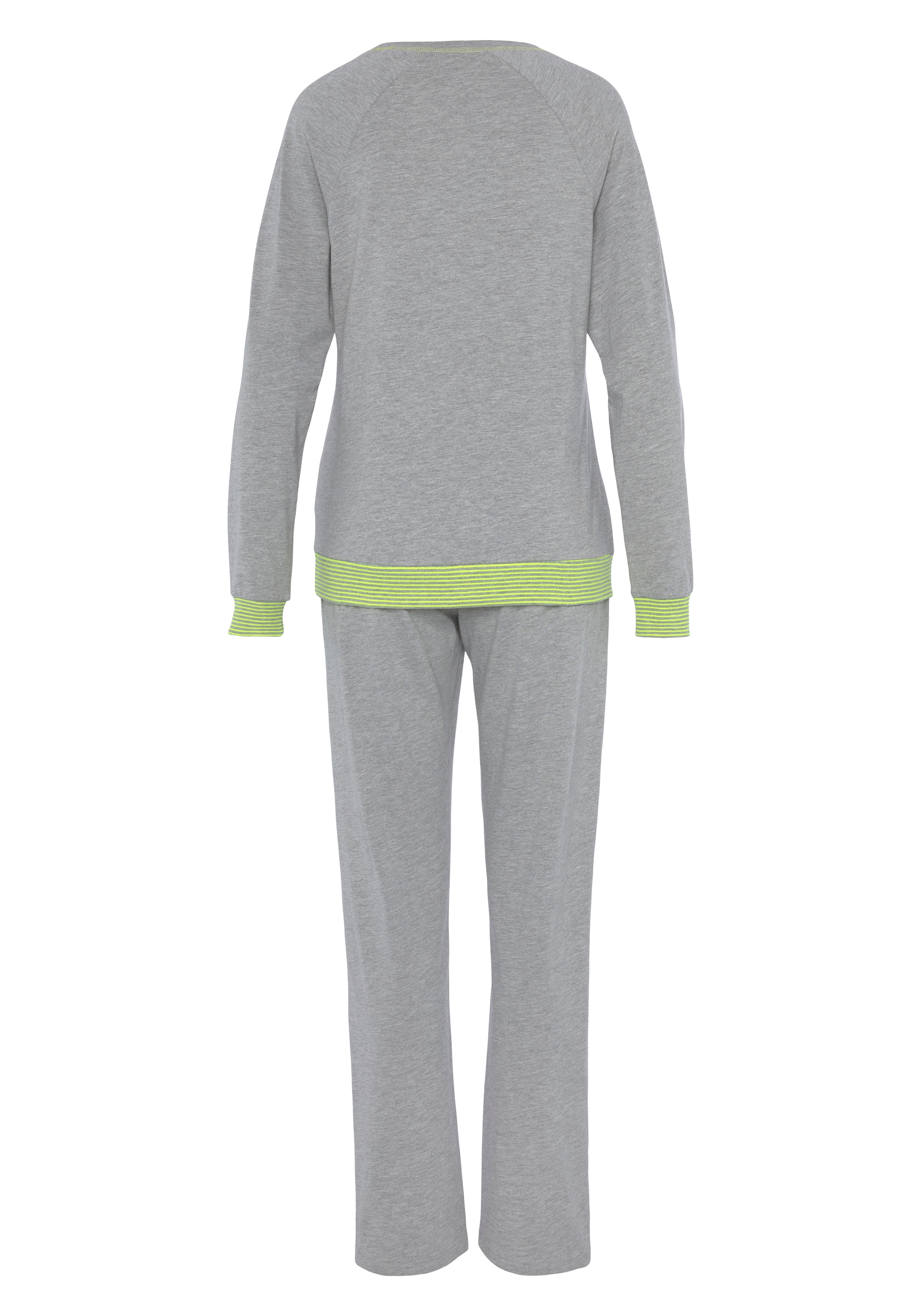 Vivance Dreams Pyjama, (2 tlg.), mit dekorativen Flatlock-Nähten in Neonfarben