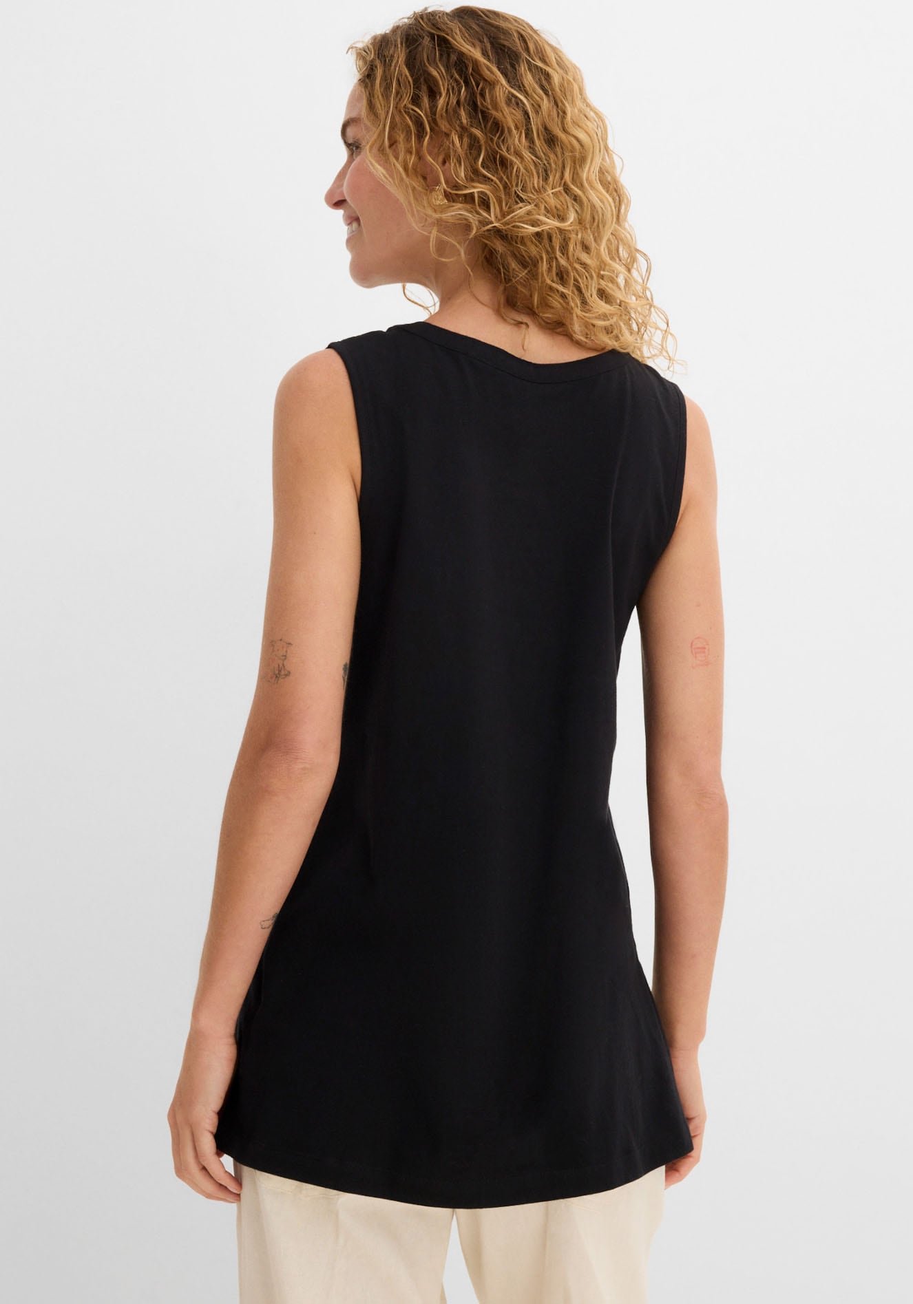 bonprix Longtop »Long-Top« mit elegantem Faltendetail, lockere Passform, reine Baumwolle