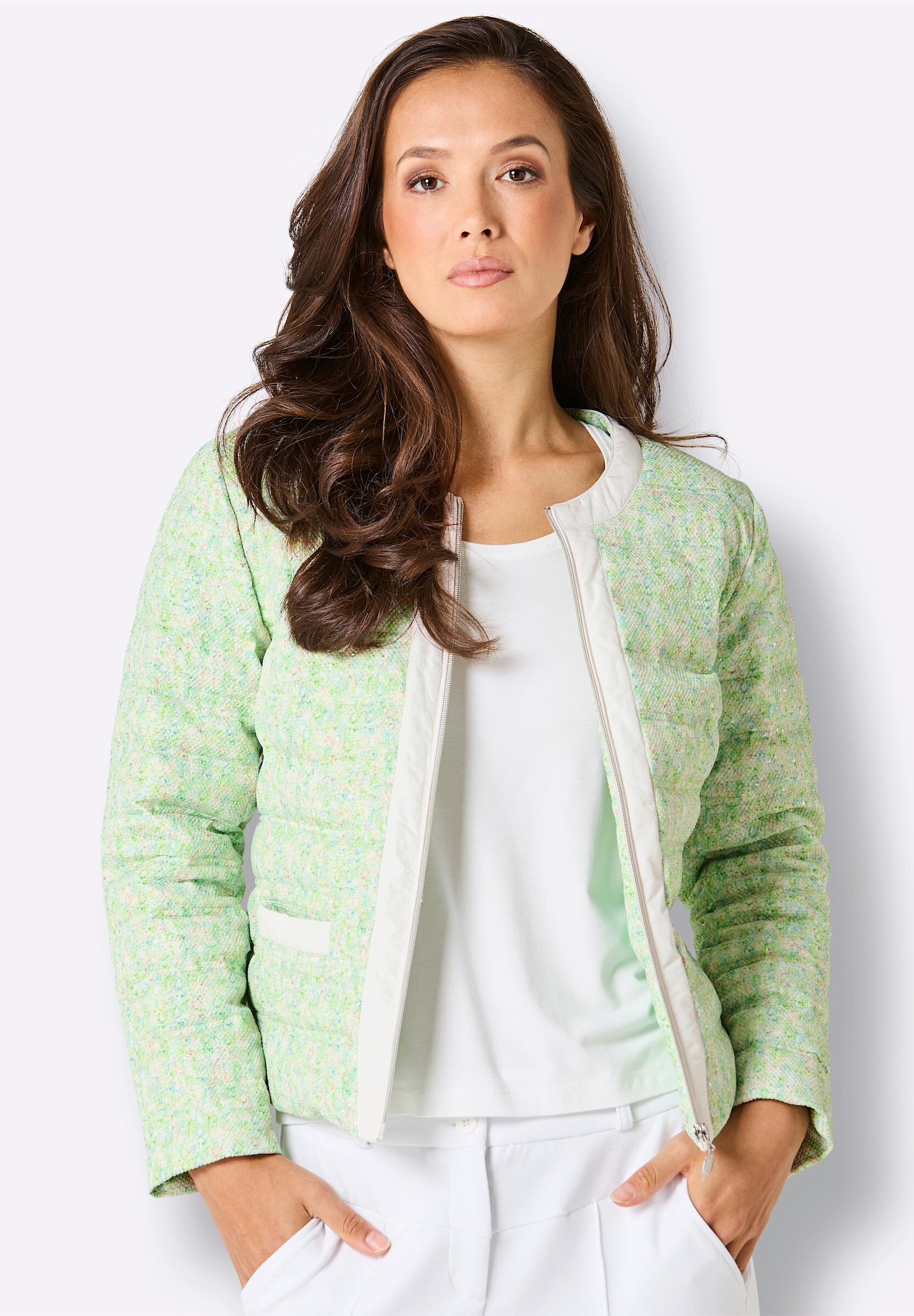 creation L Daunenjacke »Daunen-Steppjacke Daunenjacke mit horizontalem Steppmuster« ohne Kapuze